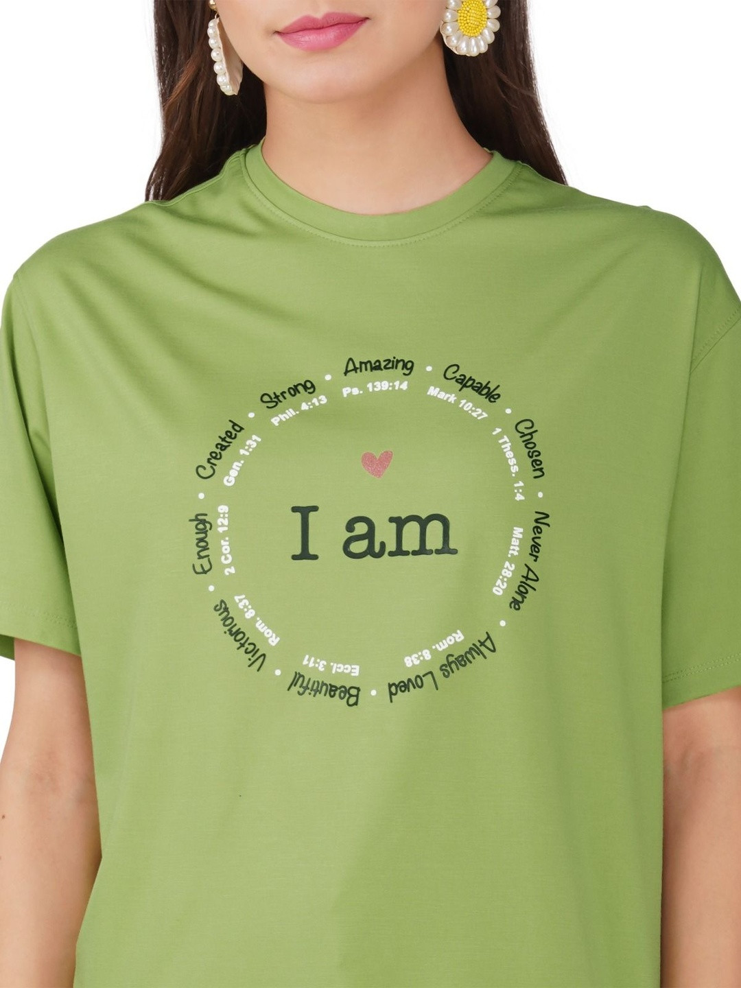 INNAYARA DIVIRTA Typography Printed Round Neck T-shirt