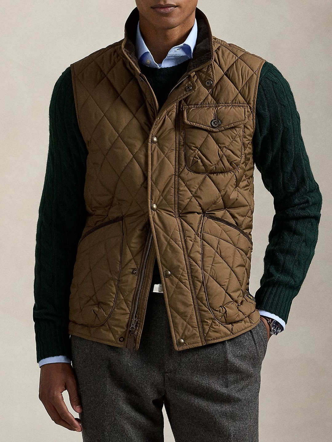 Polo Ralph Lauren Men Mock Collar Self Design Gilet Jacket