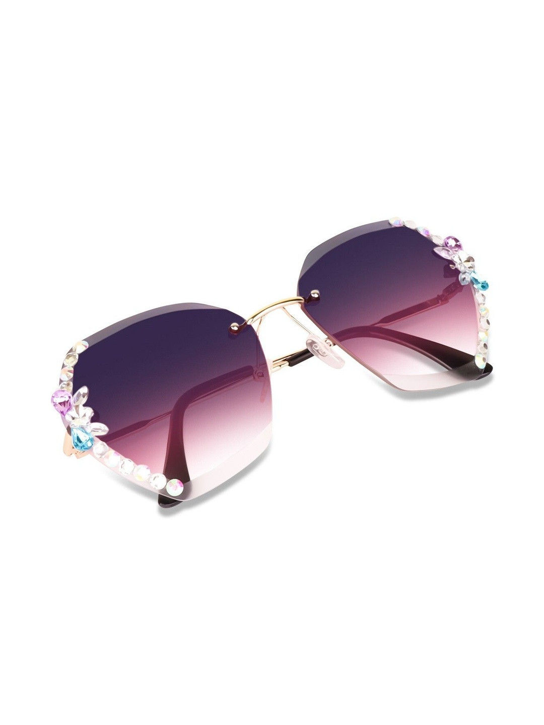 HAYDEN haiza WMETAL Unisex Rimless UV Protected Gold-Toned Butterfly Sunglasses