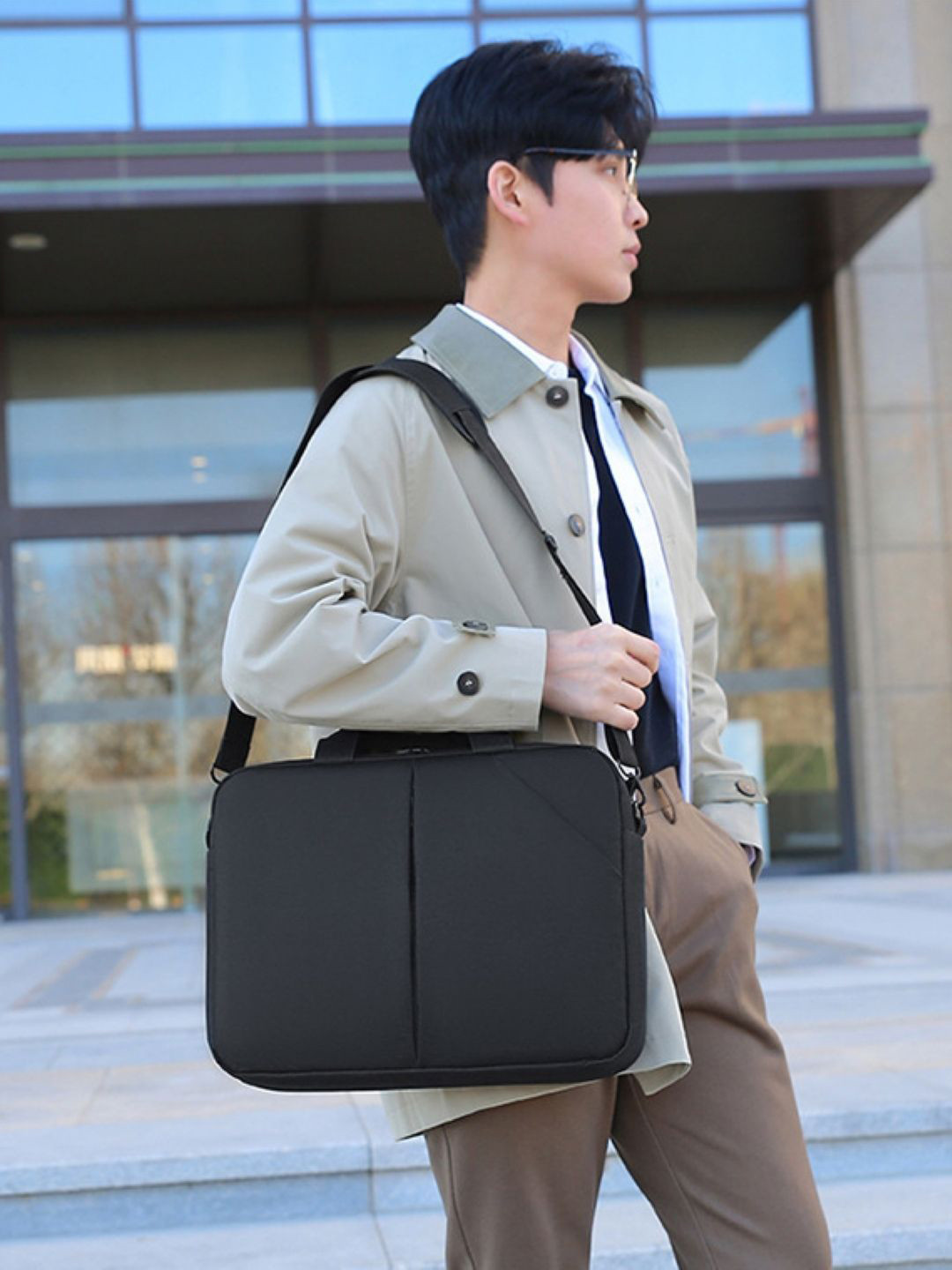 StyleCast Men Two Handled Water Resistant Laptop Bag