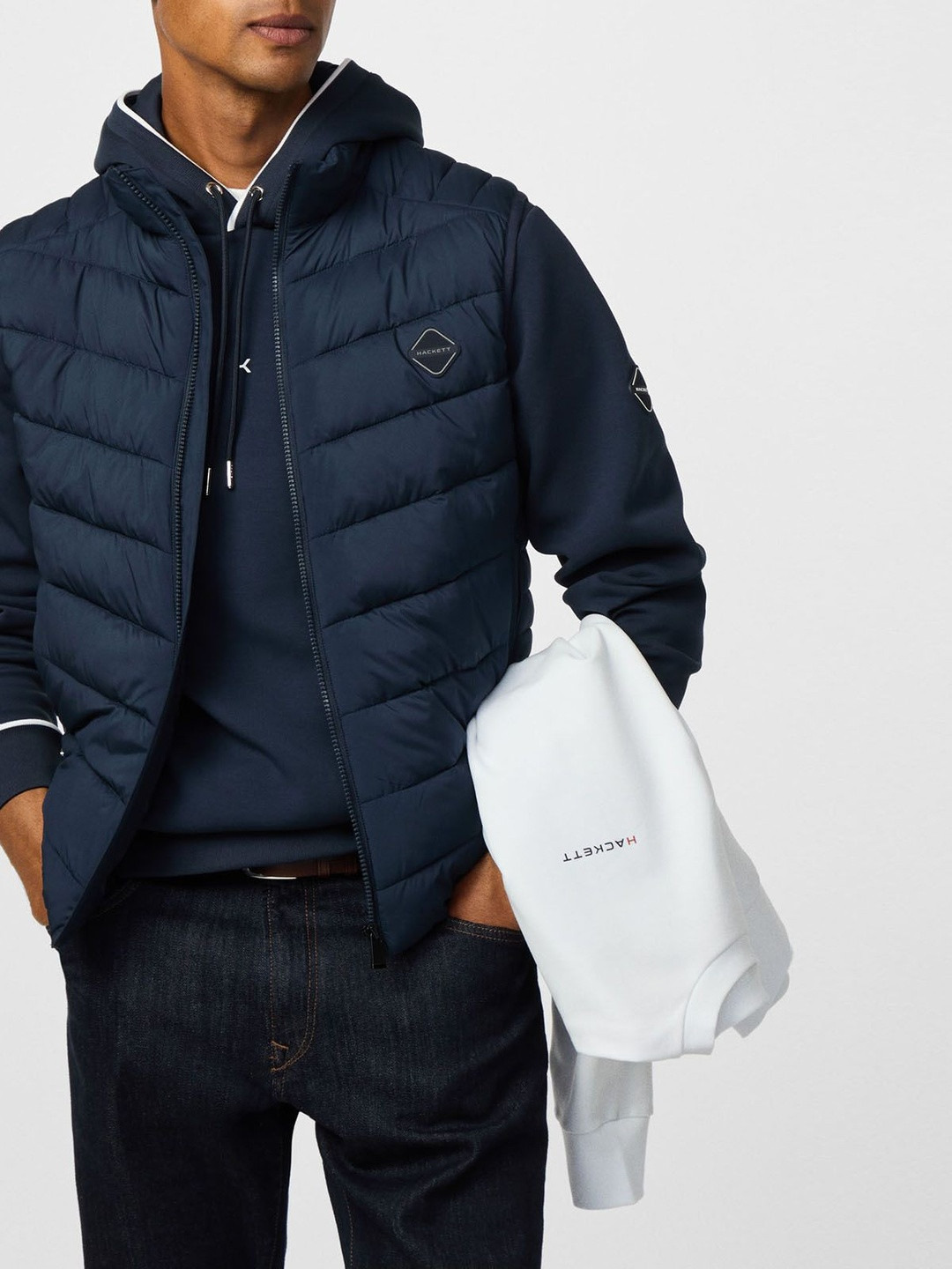 HACKETT LONDON Men Hooded Solid Gilet Jacket