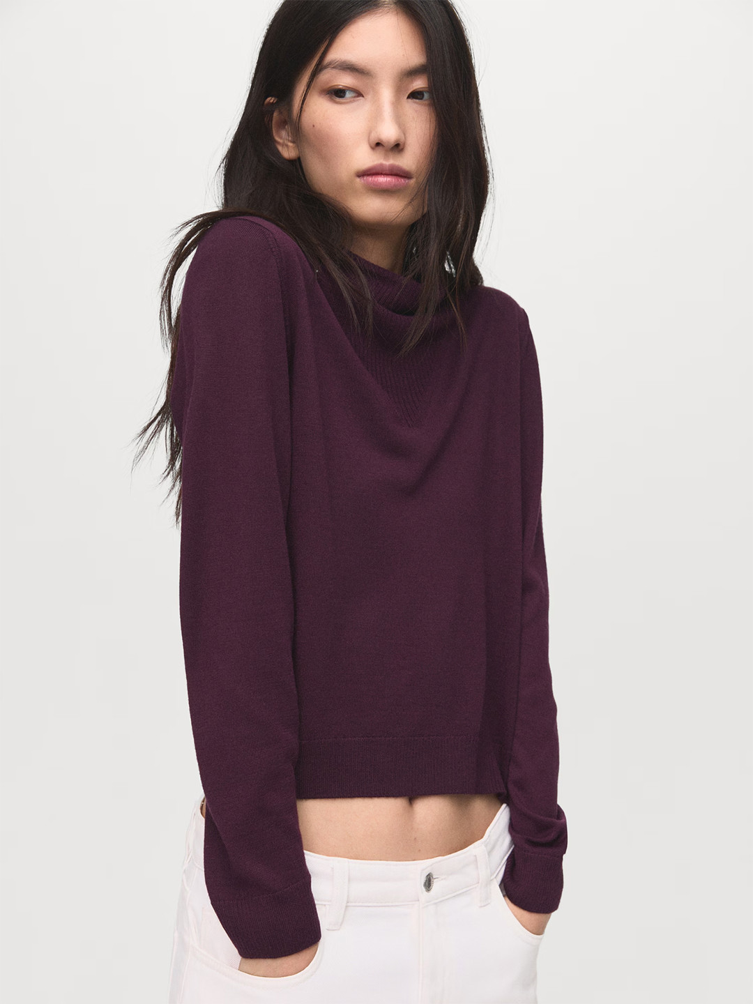 MANGO Draped Neck Pullover