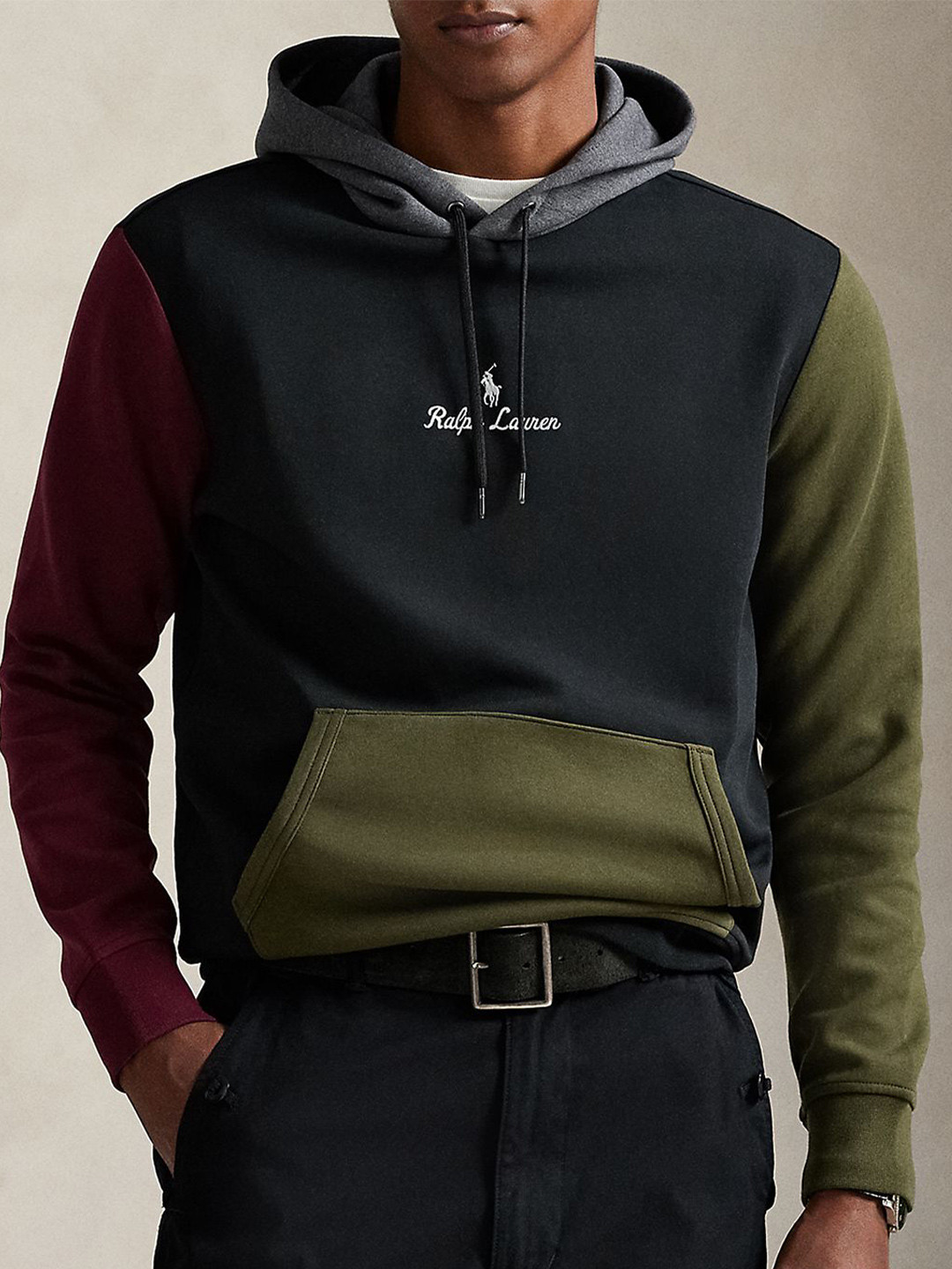 Polo Ralph Lauren Men Colourblocked Double-Knit Hoodie Sweater