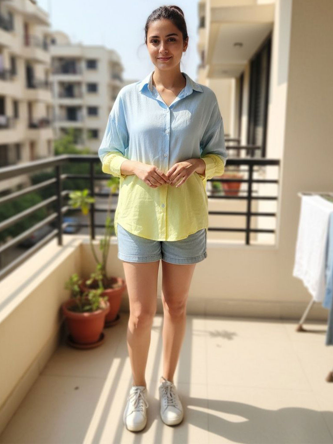 Maaesa Women Casual Rayon Tie & Dyed Spread Collar Full Sleeves Loose Fit Shirt