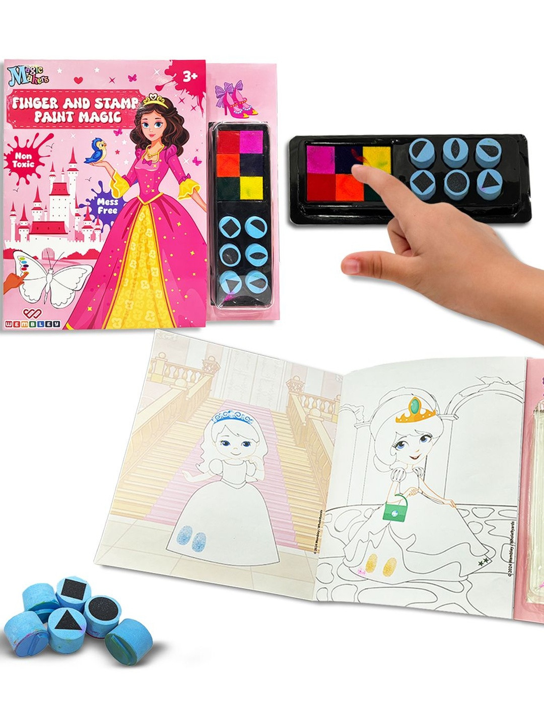 WEMBLEY Kids Princess Finger Painting & Coloring Art Book