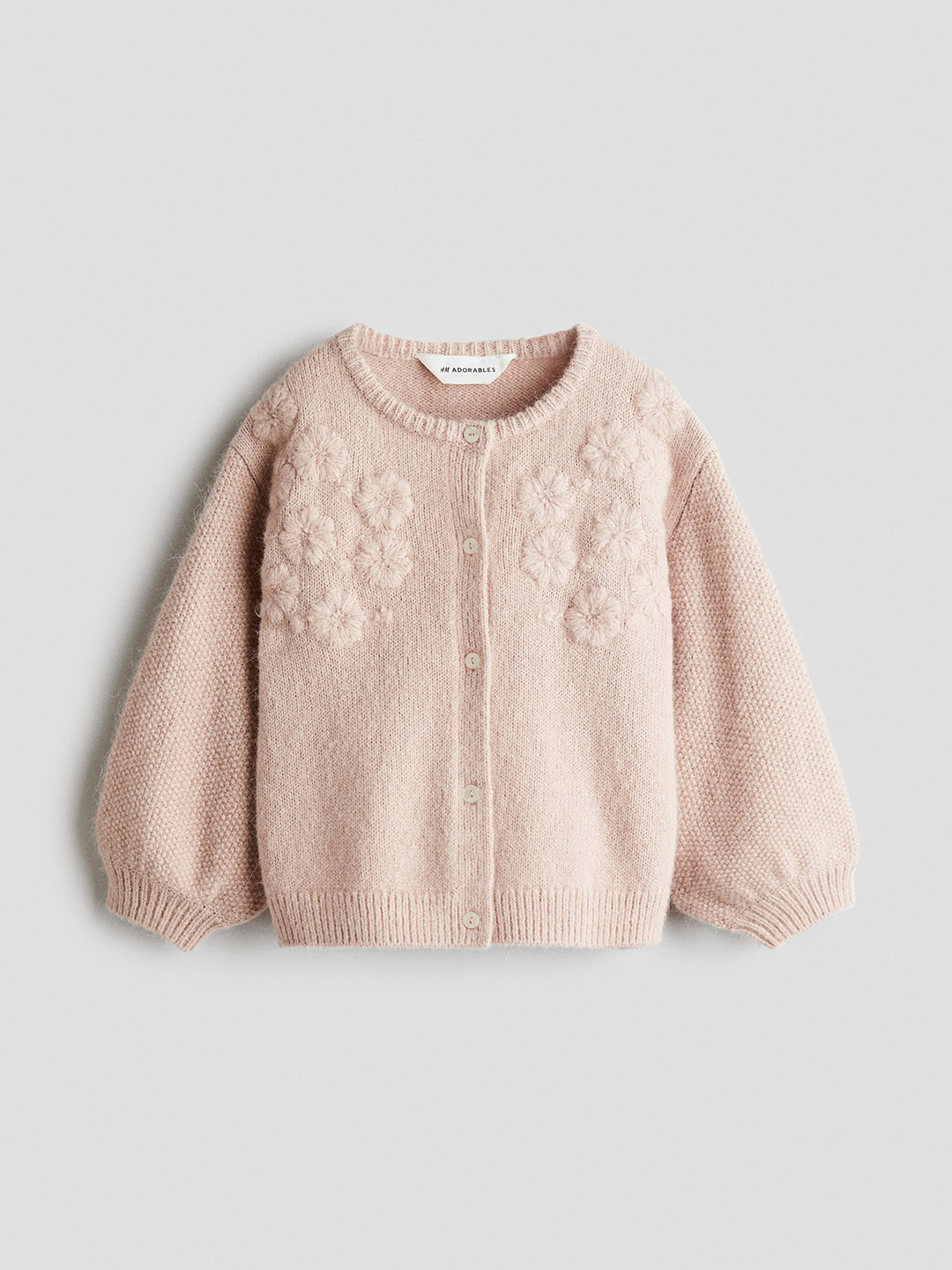 H&M Girls Embroidered Wool-Blend Cardigan
