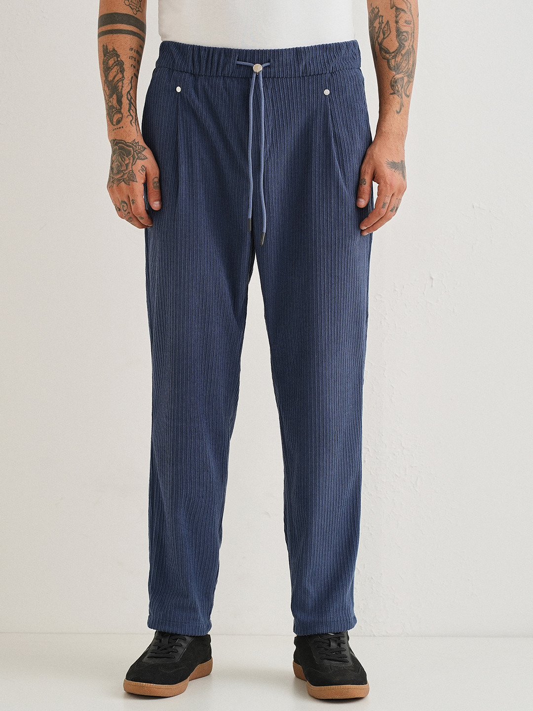 Banana Club Blue Drawstring Classic Solid Trousers