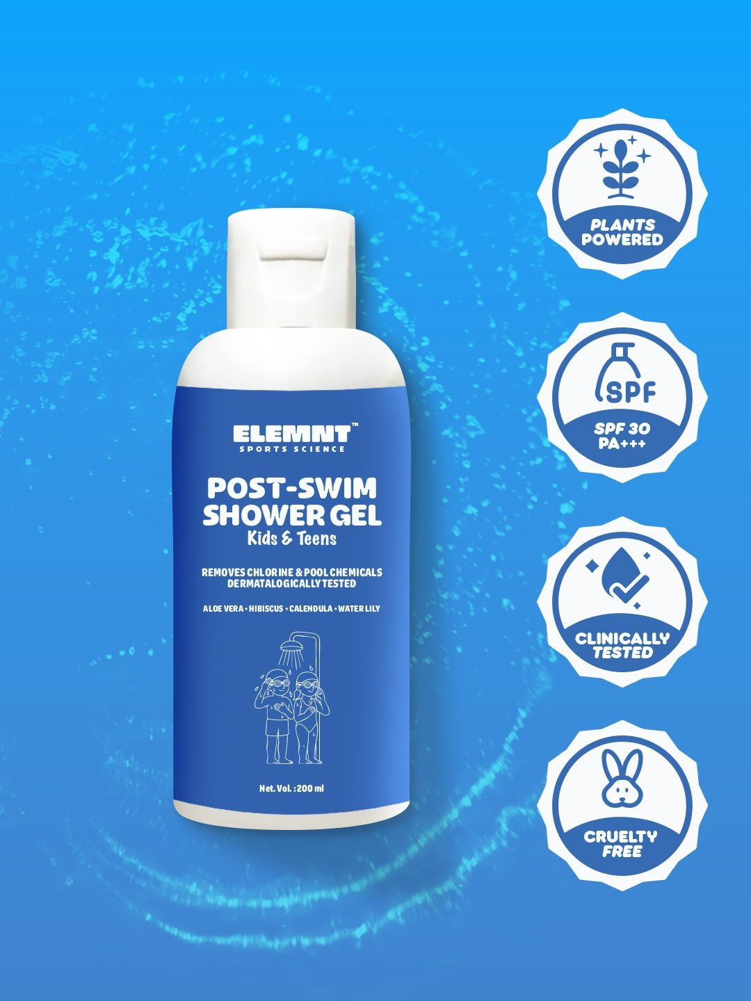 Elemnt Sports Science Post Swim Shower Gel for Kids & Teens- 200 ml