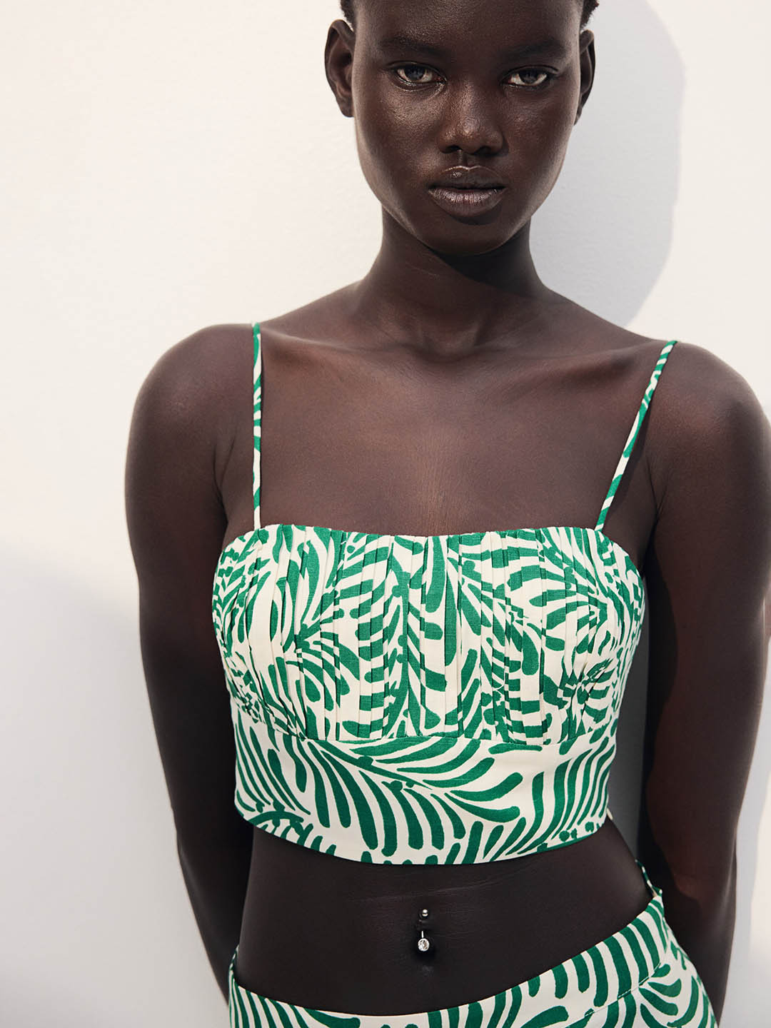 H&M Linen Shoulder Straps Cropped Top