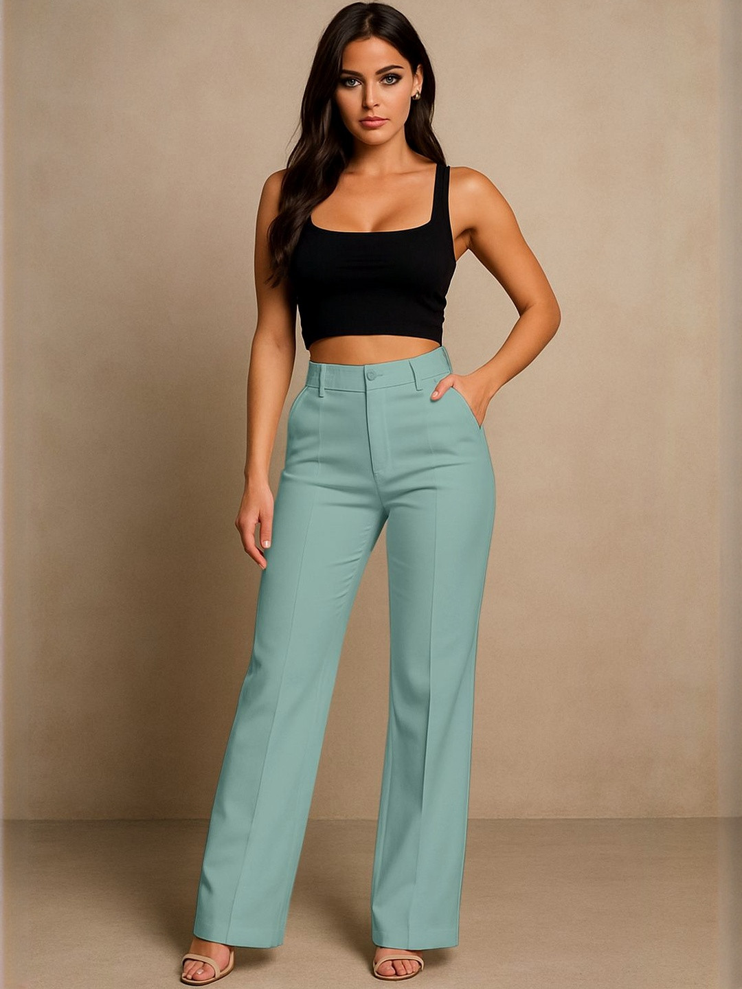 SWADESI STUFF Women High-Rise Relaxed Easy Wash Trousers