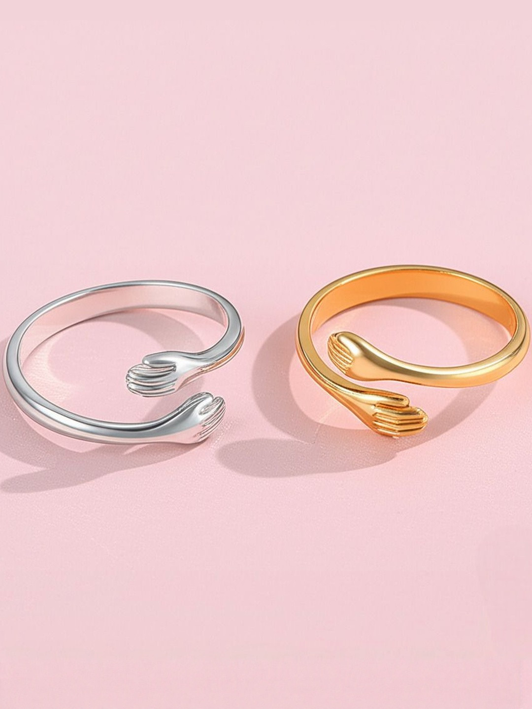 DressBerry Unisex Set Of 2 Matching Love Couple Hug Rings