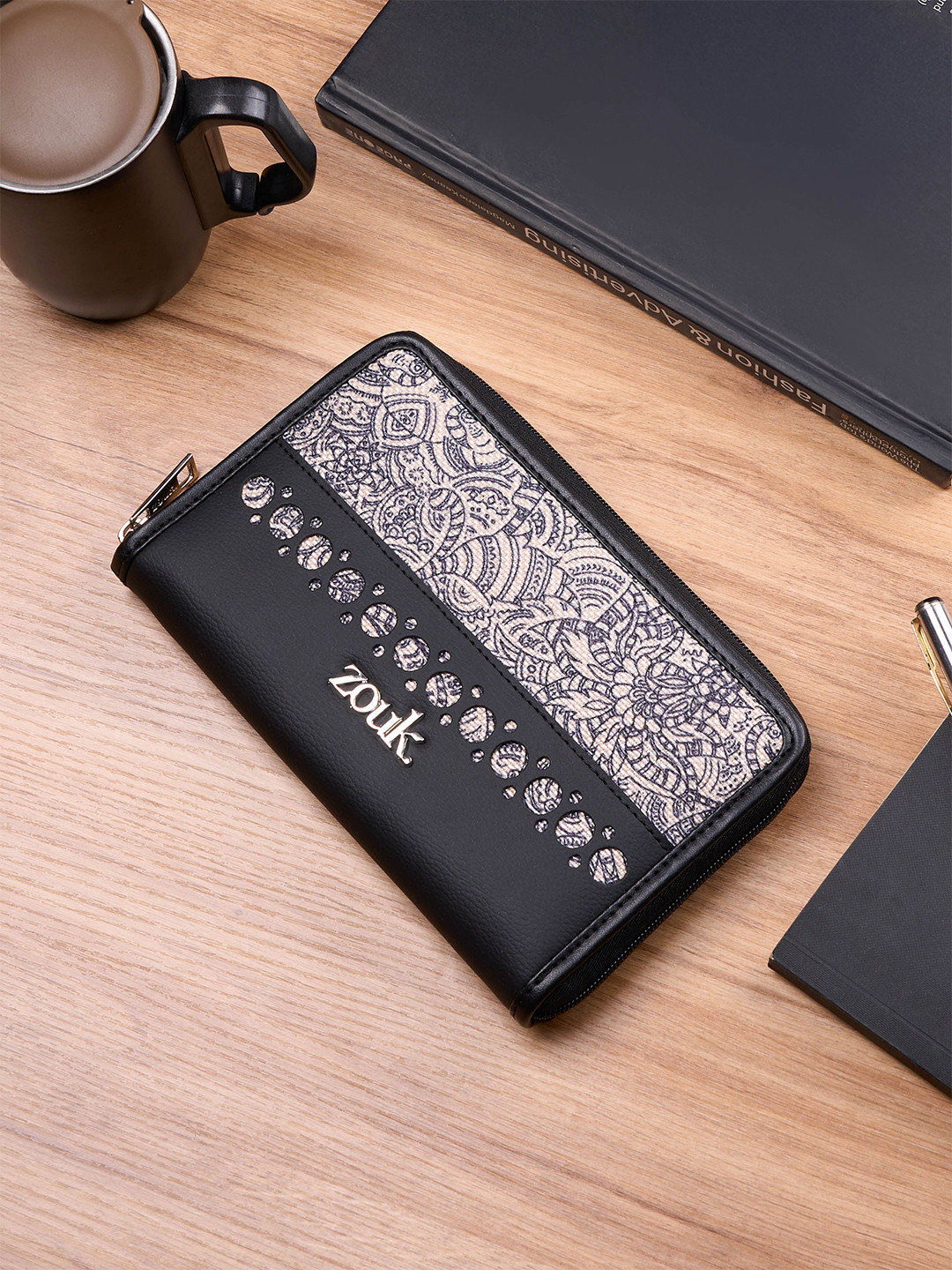 ZOUK Colaba Shirin Women Ethnic Motifs Printed Leather Zip Around Wallet
