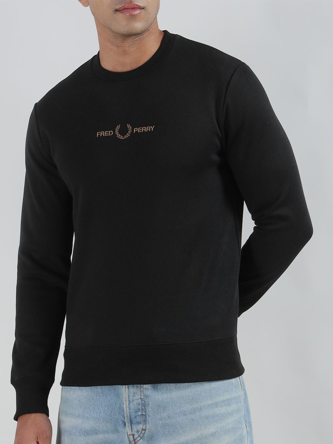 Fred Perry Brand Logo Printed Round Neck Long Sleeves Pullover Sweatshirt