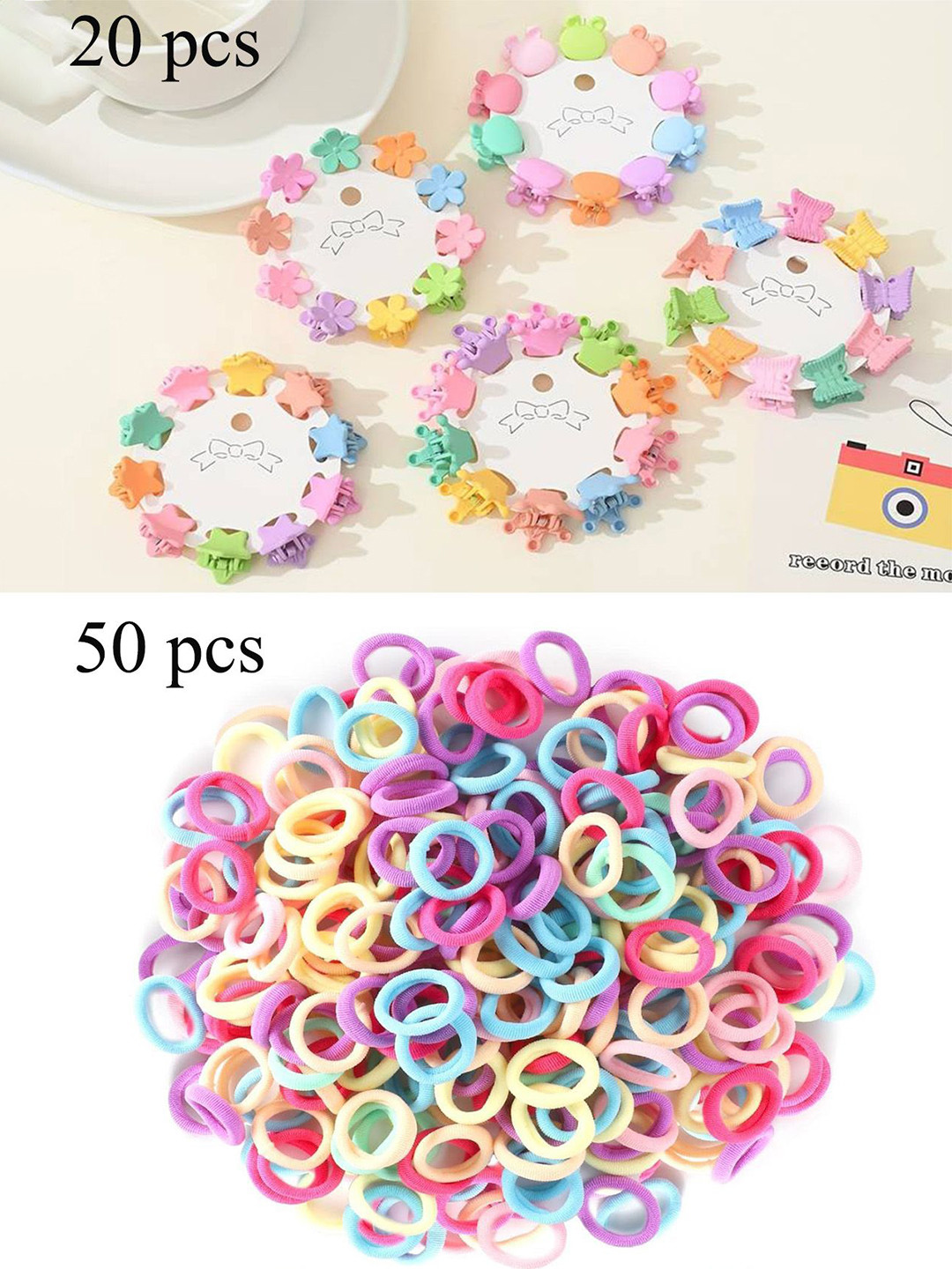 BARAKATH Girls Hair Accessories Set  70 Pcs Mini Hair Clips & Elastic Bands