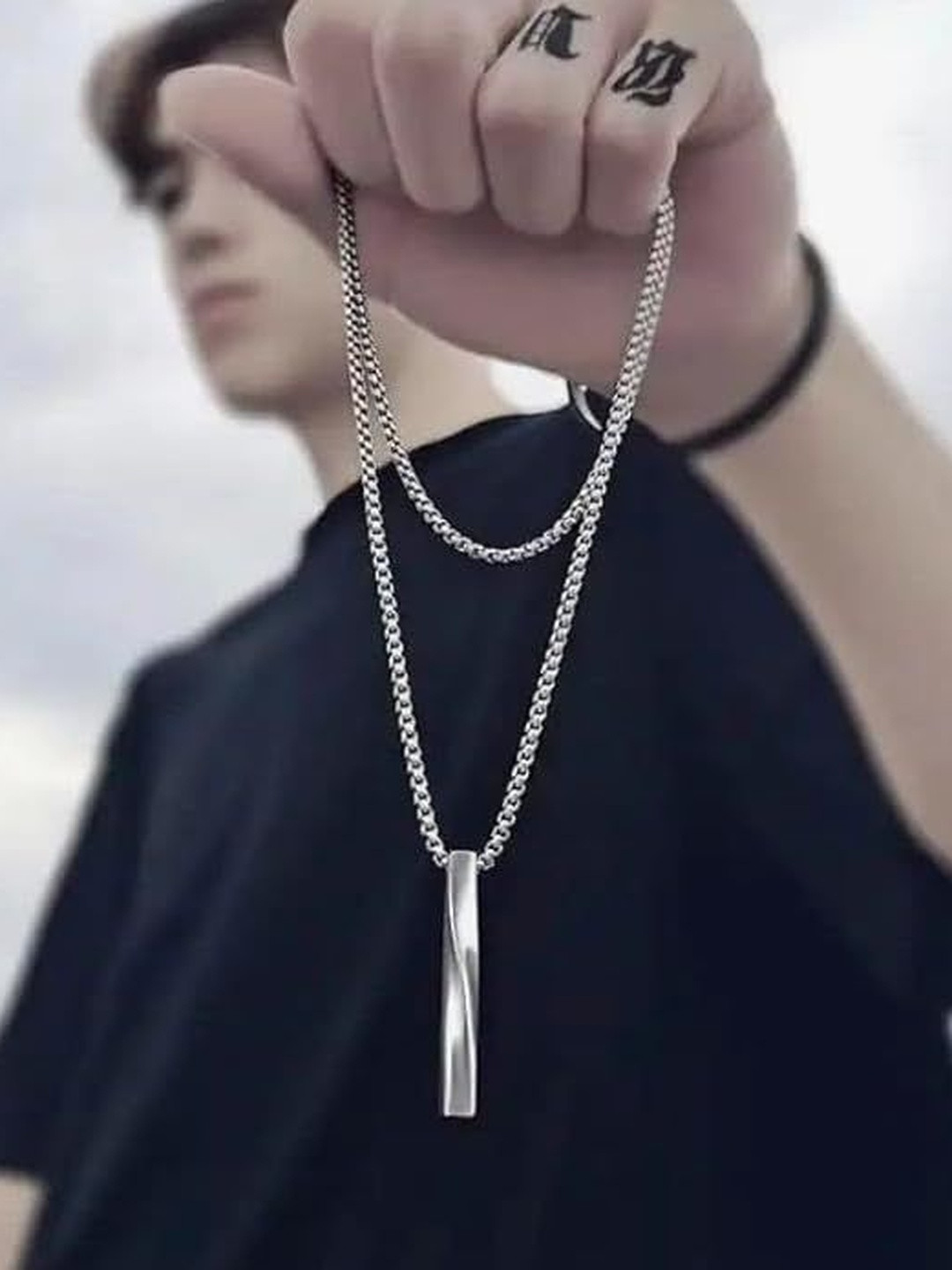 KRENOZ Men Silver-Plated Necklace