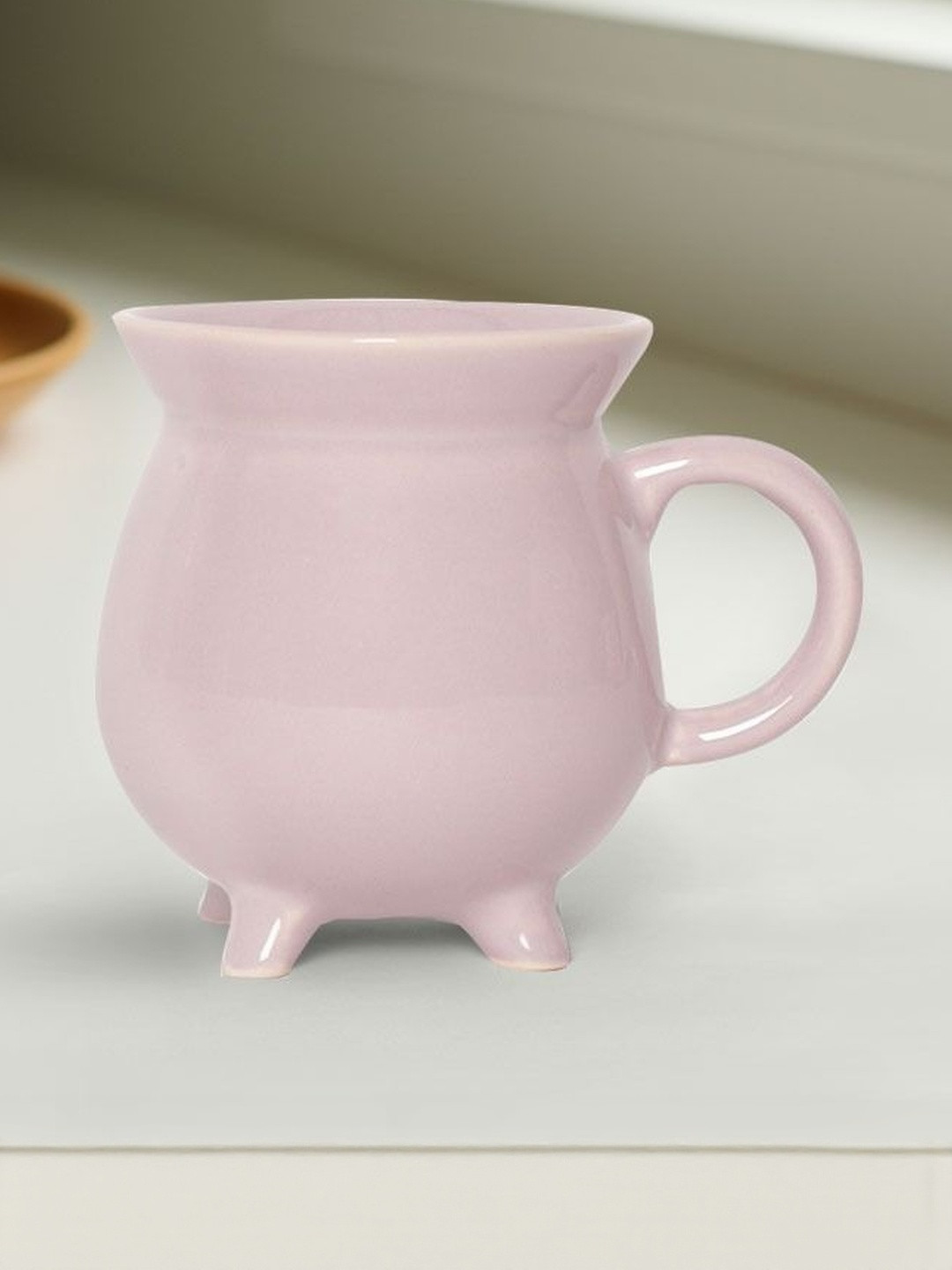 U & U Unique Utilities Mauve Glossy Ceramic Coffee Mug With 4 Legs - 340 ml