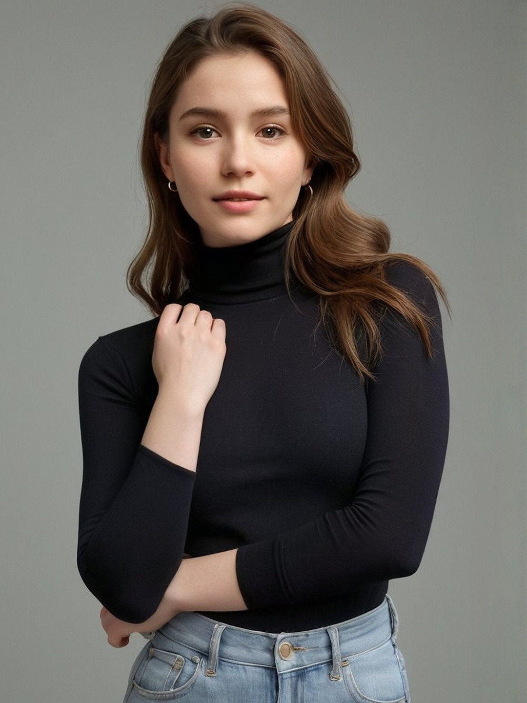 DressBerry Women Black Turtle Neck Slim Fit Long Sleeves T-shirt