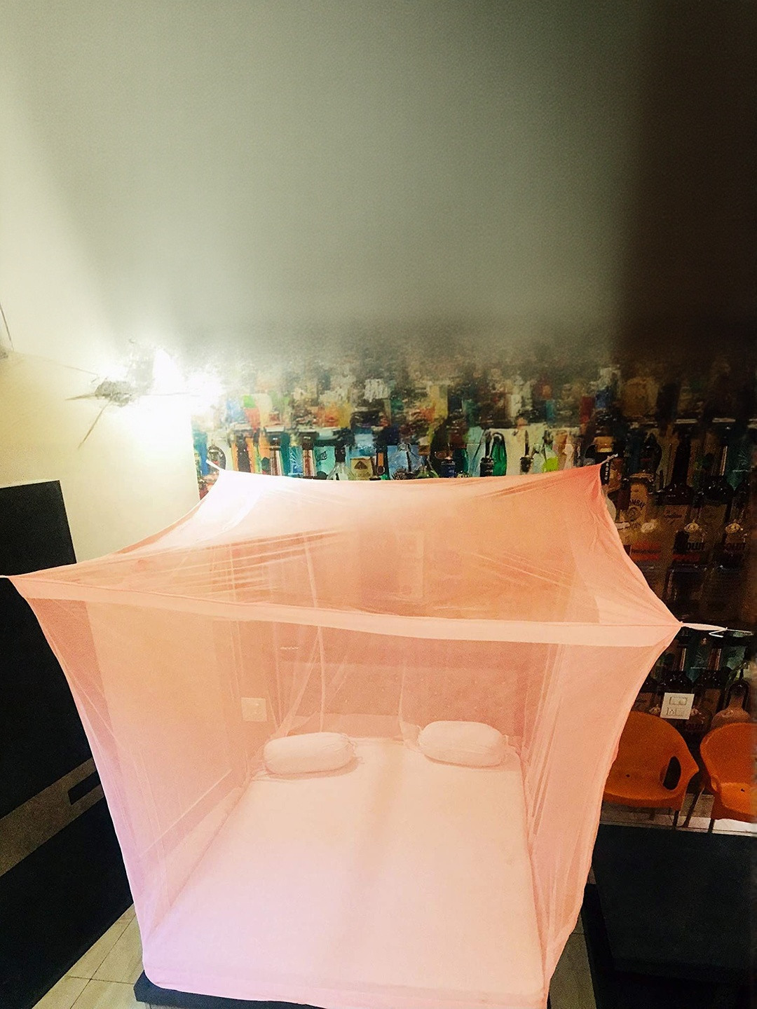 Freshwind Peach-Coloured King Size Hanging Mosquito Net