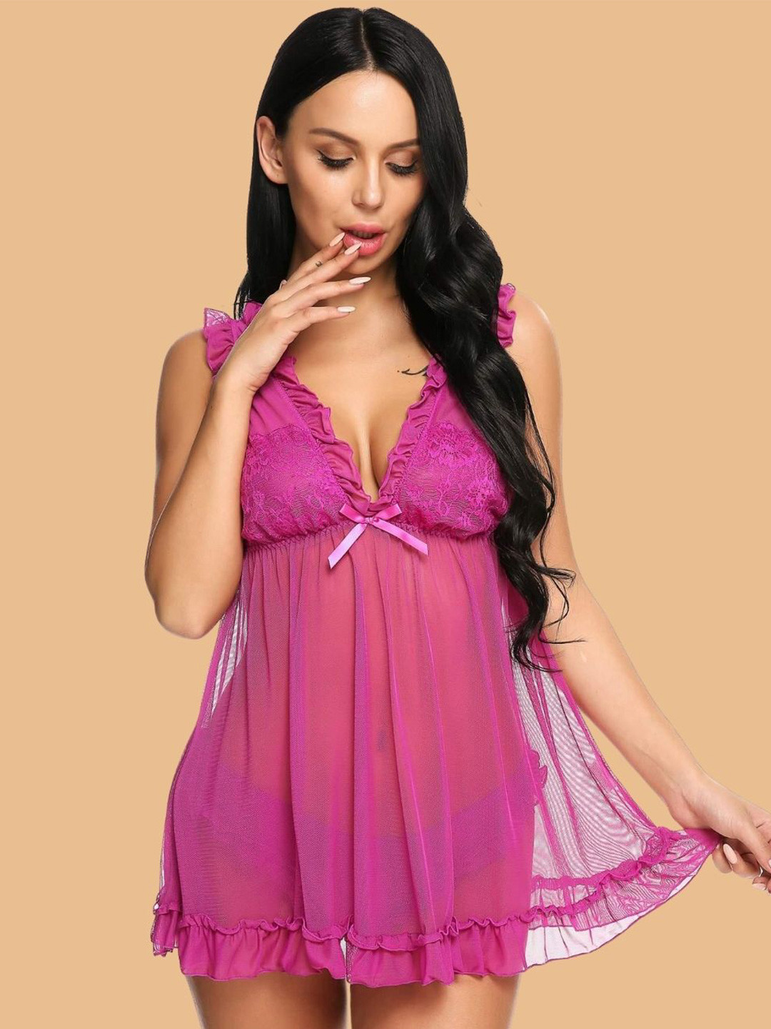 Women Back Open Babydolls with Briefs