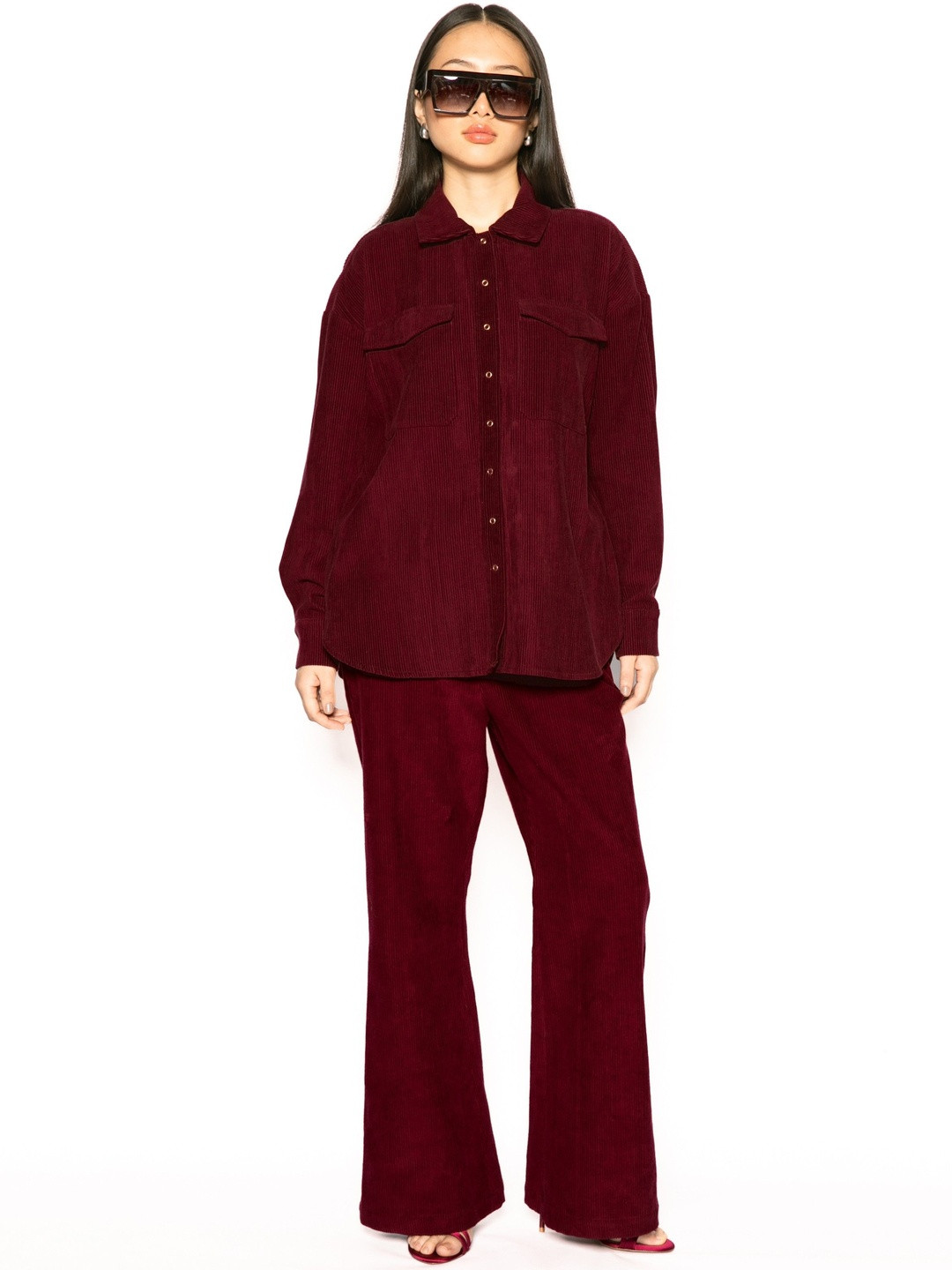 Contemponari Women Textured Spread Collar Relaxed Fit Olympus Shirt
