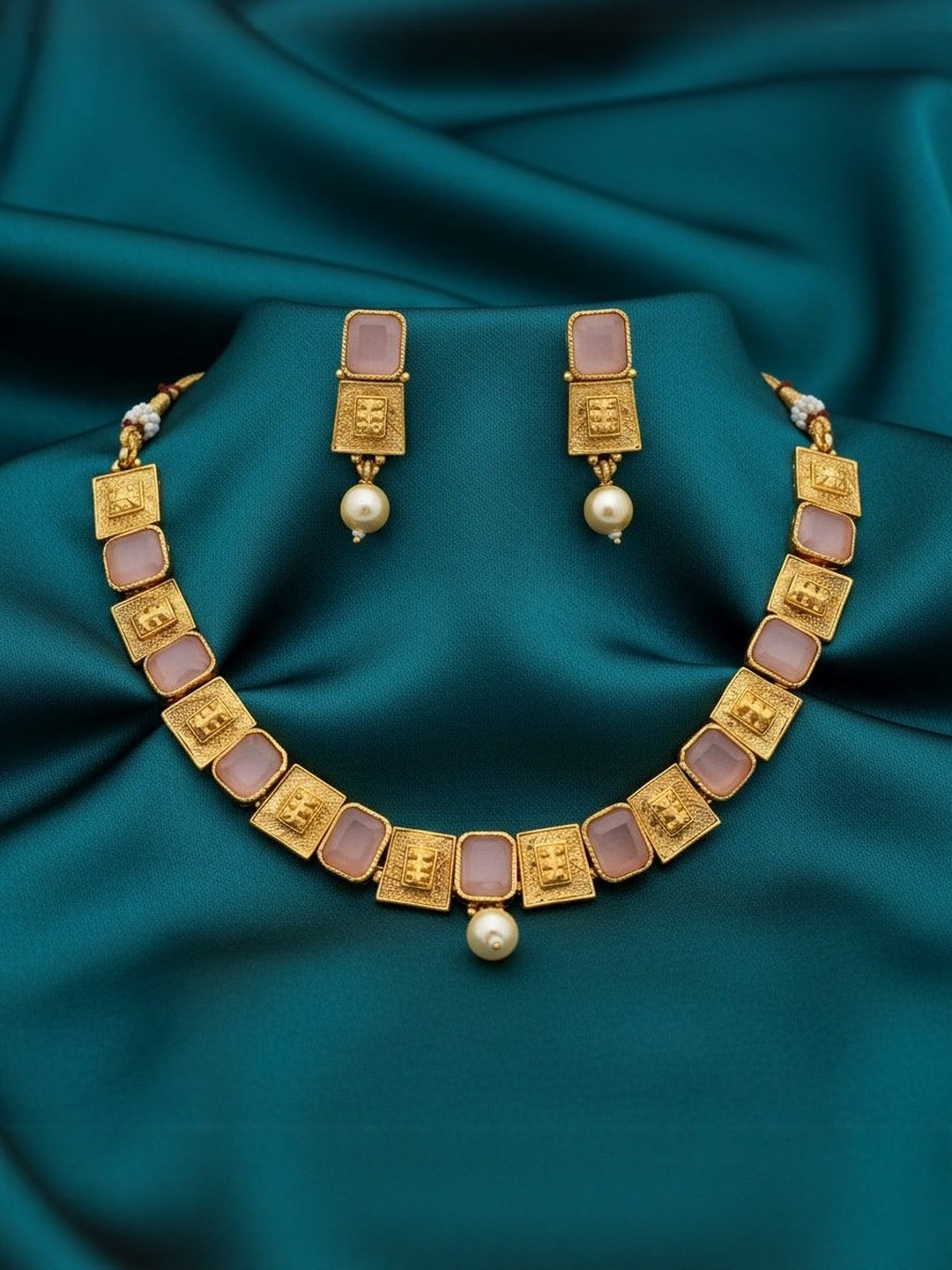 MISS ASTUTE Gold-Plated Stone Studded Jewellery Set