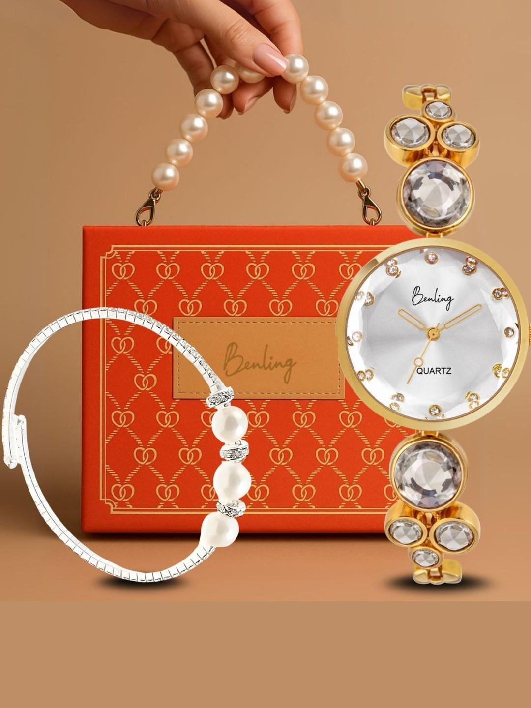 BENLING Women Dial & Stainless Steel Bracelet Style Straps Analogue Watch BL-1044-S-CMB