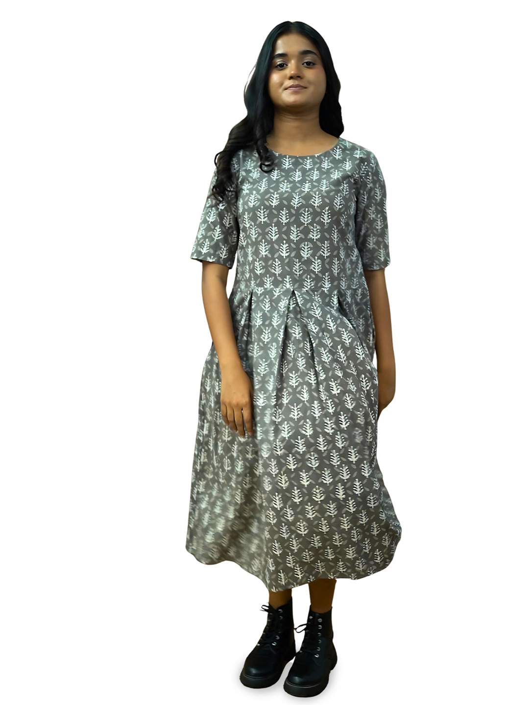 Joyee Kolkata Ethnic Motifs Print A-Line Midi Dress