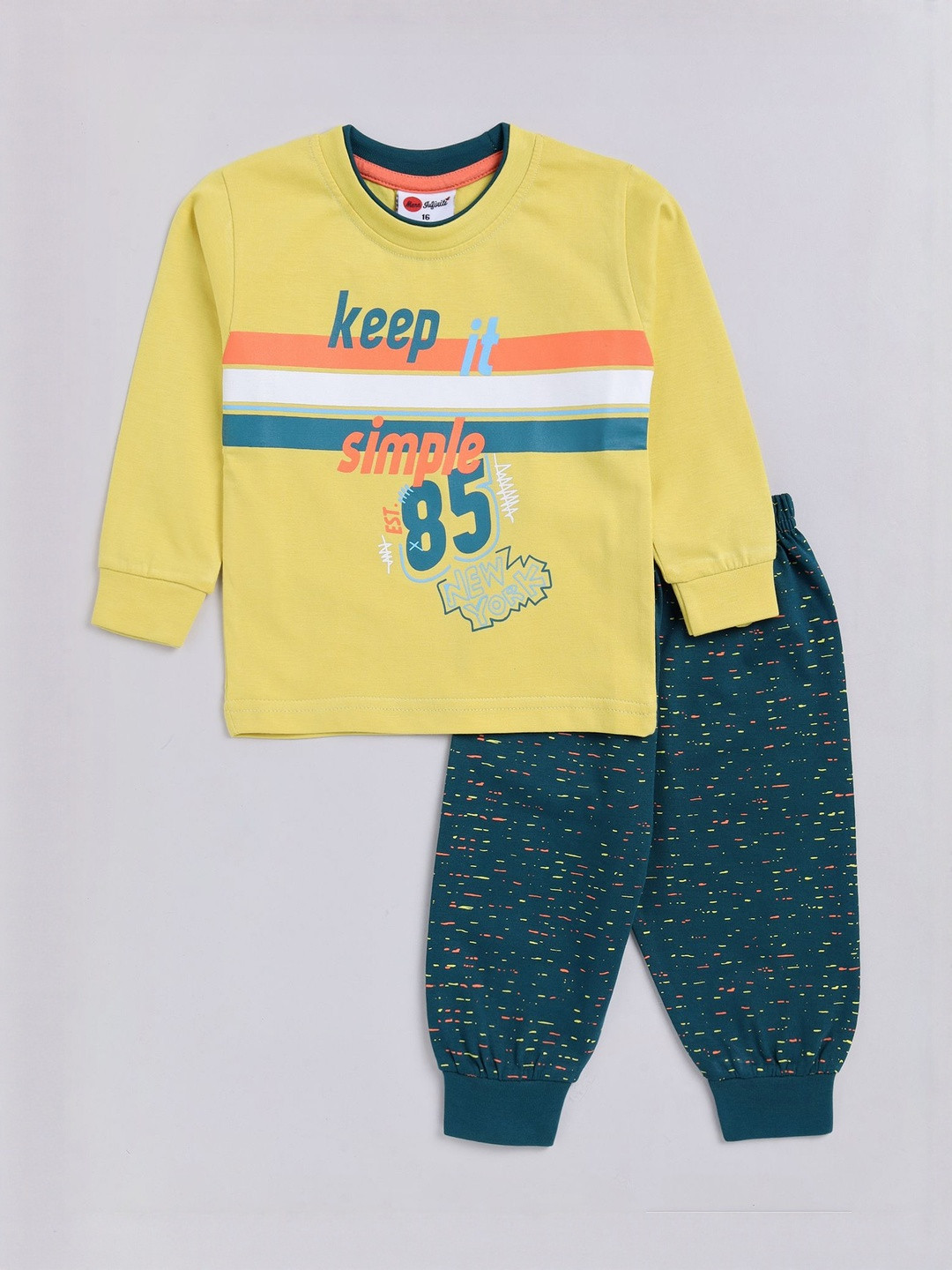 Mars Infiniti Boys Printed Round Neck Long Sleeves Pure Cotton Sweatshirt With Joggers
