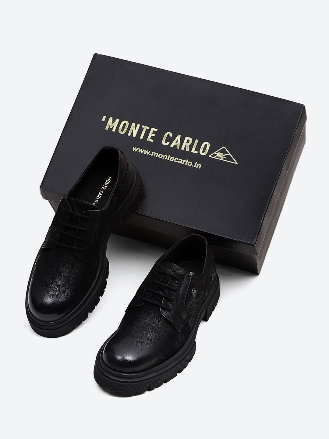 Monte Carlo Men Chunky Sole Leather Lace-Up Formal Derbys