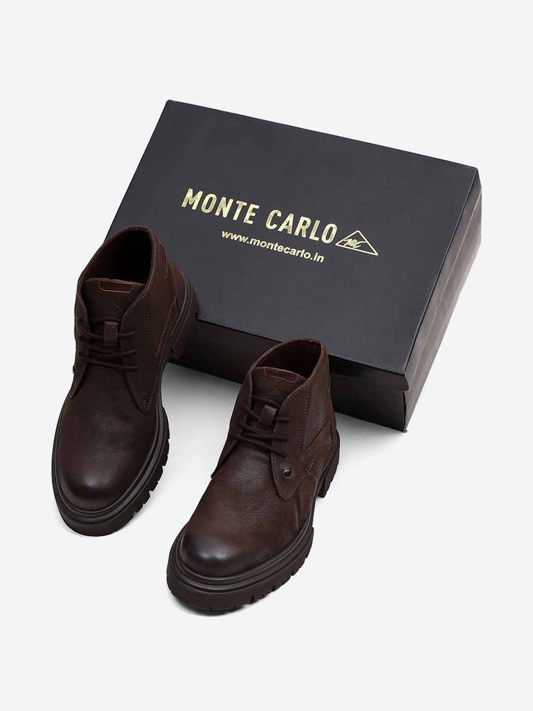 Monte Carlo Men Leather Regular Boots with Lace-Up Closure