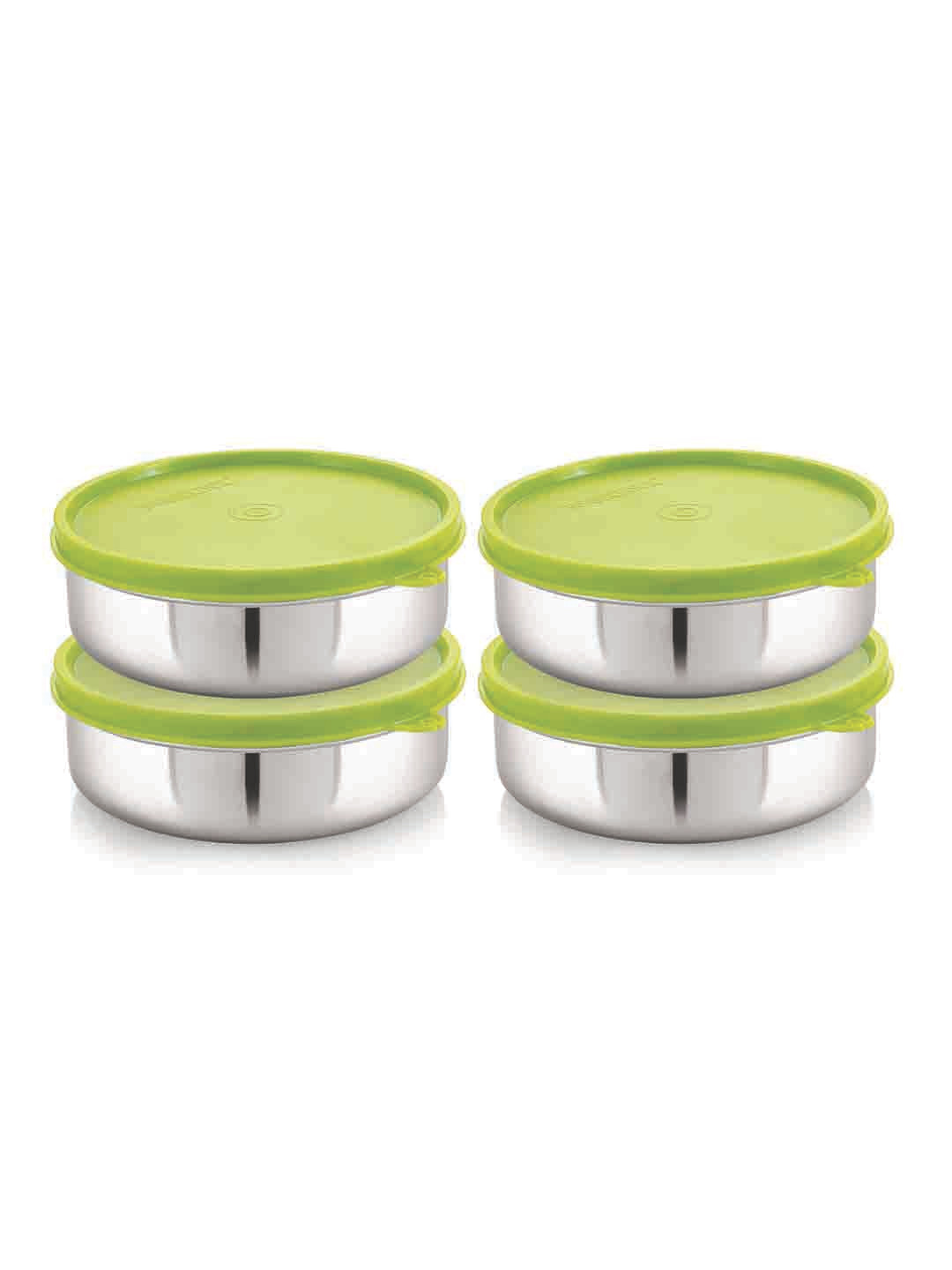 STEELLOCK Green Stainless Steel Leak Resistant 4 Pieces Canister Containers 700ml