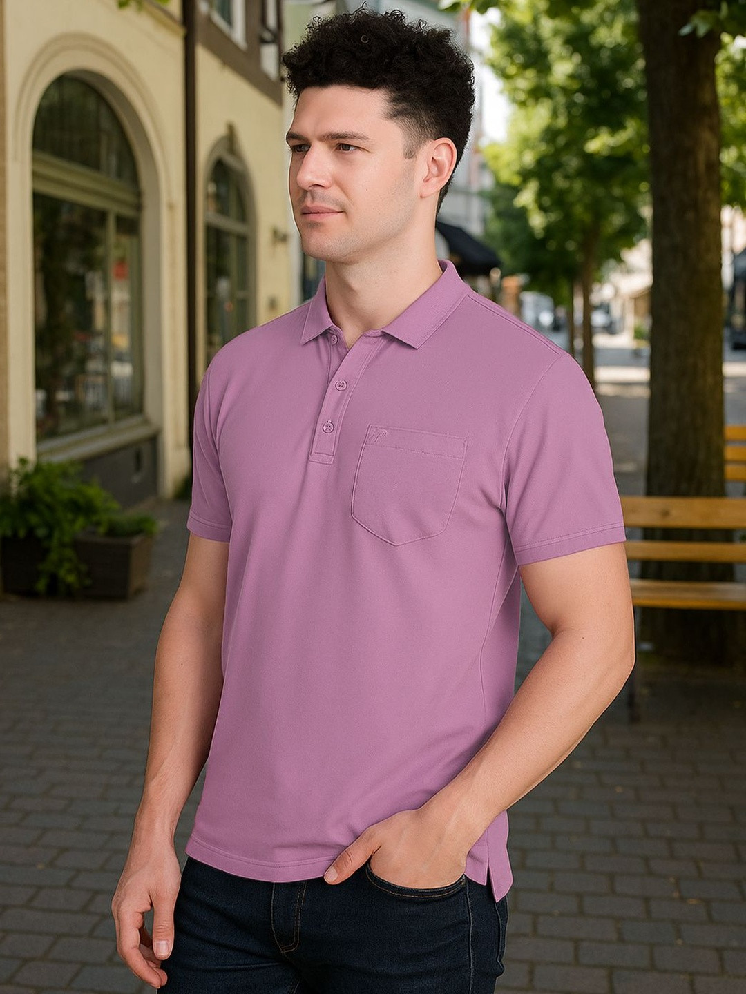MOUNTAIN COLOURS Men Solid Polo Collar T-shirt