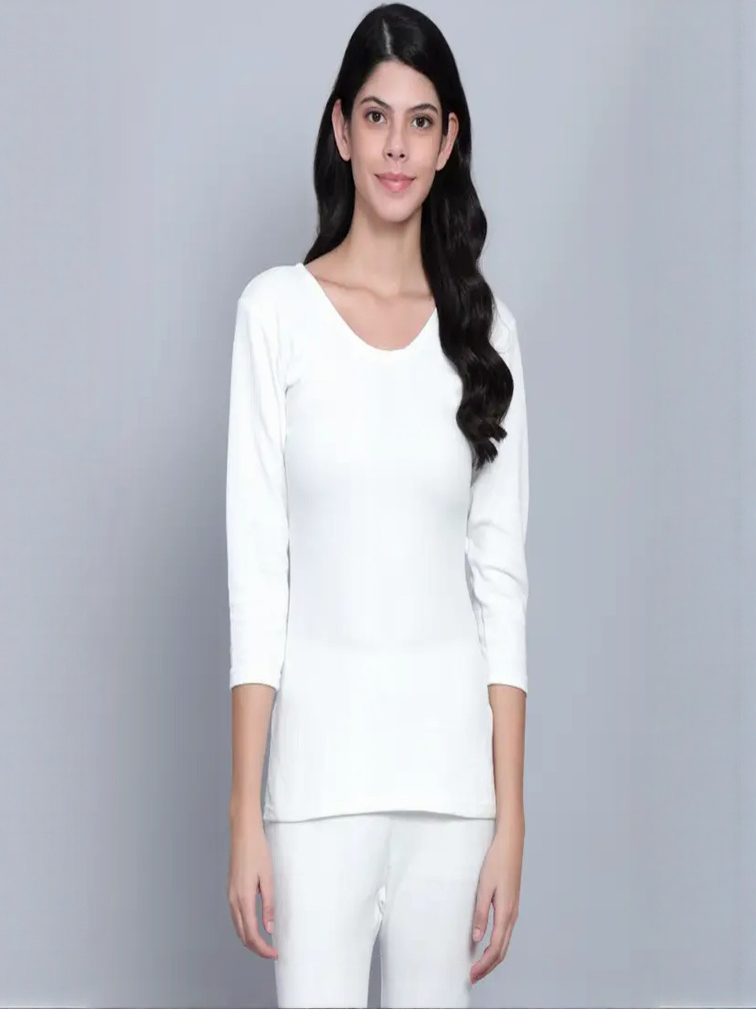 Shadydarks Women Wool Ribbed Round Neck Thermal Tops