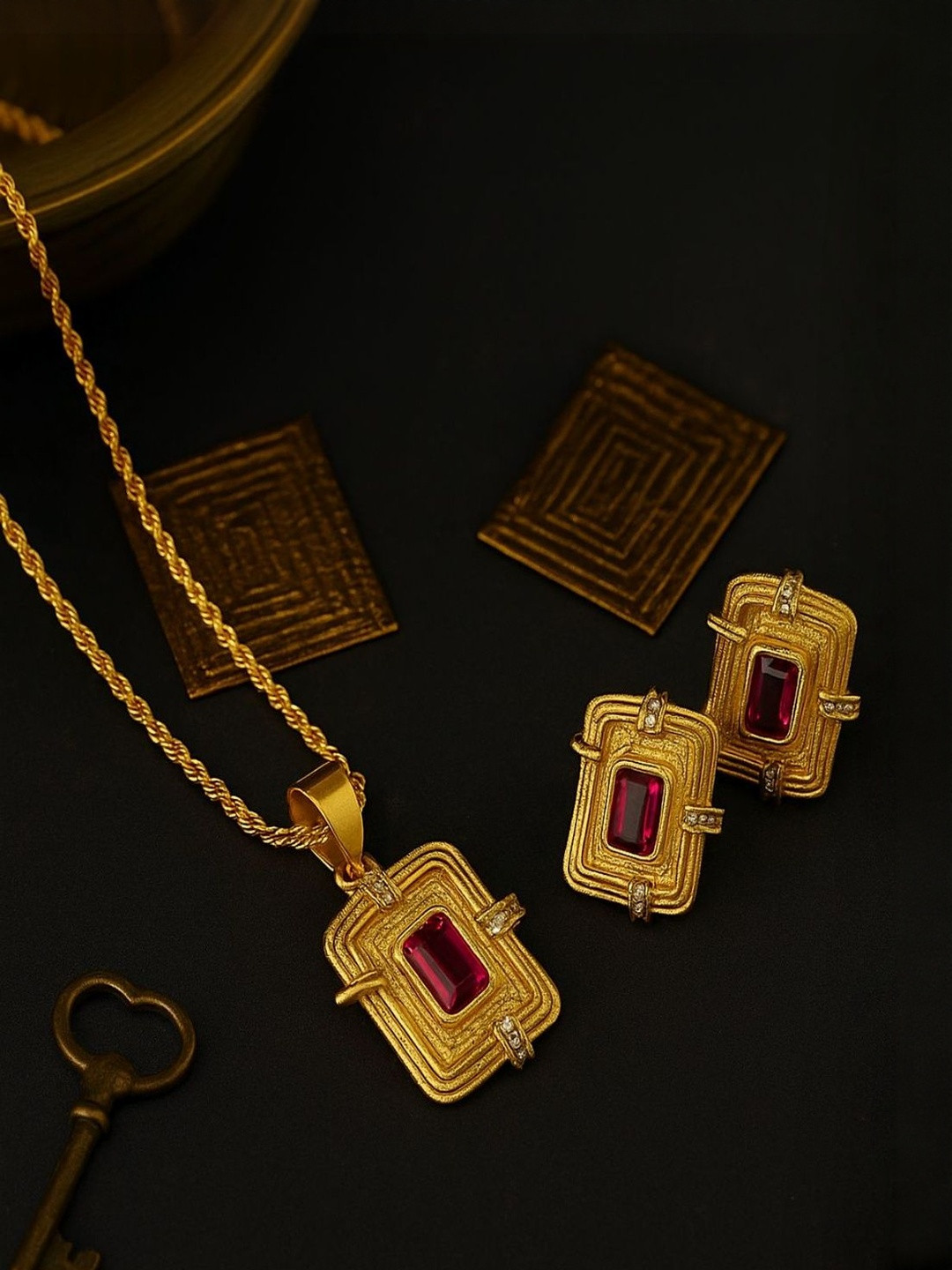 Kalin Couture Women Gold-Plated Geometric Pendants with Chains