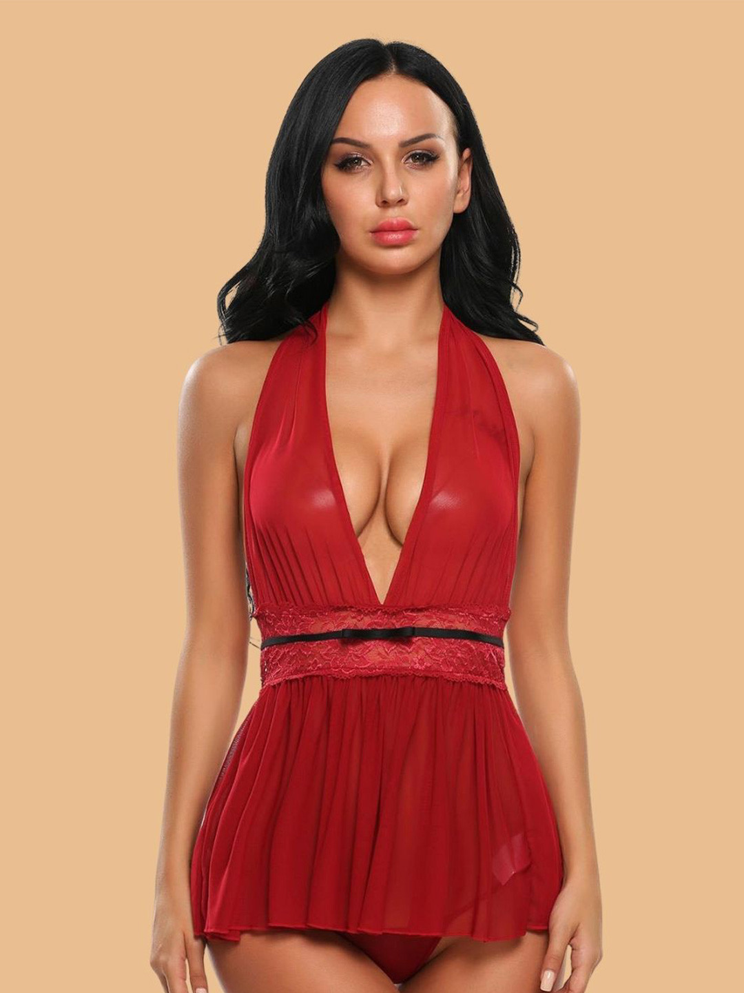 ZERJAMA  Halter Neck Babydoll for women