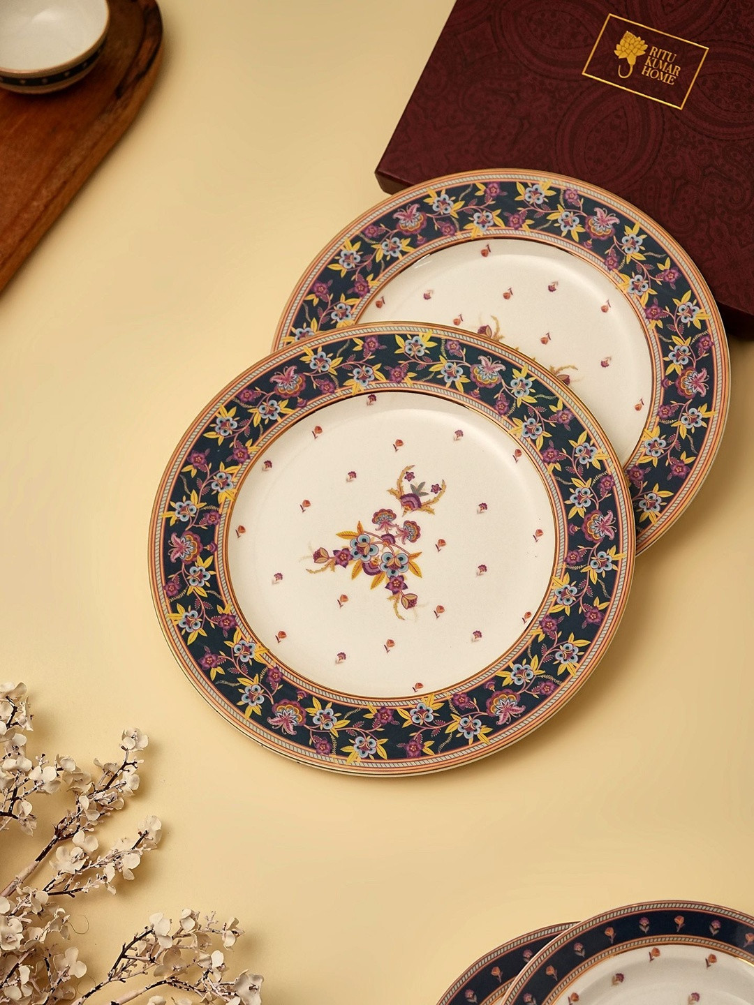 Ritu Kumar Navy Blue 2 Pieces With 24k Gold Printed Plates