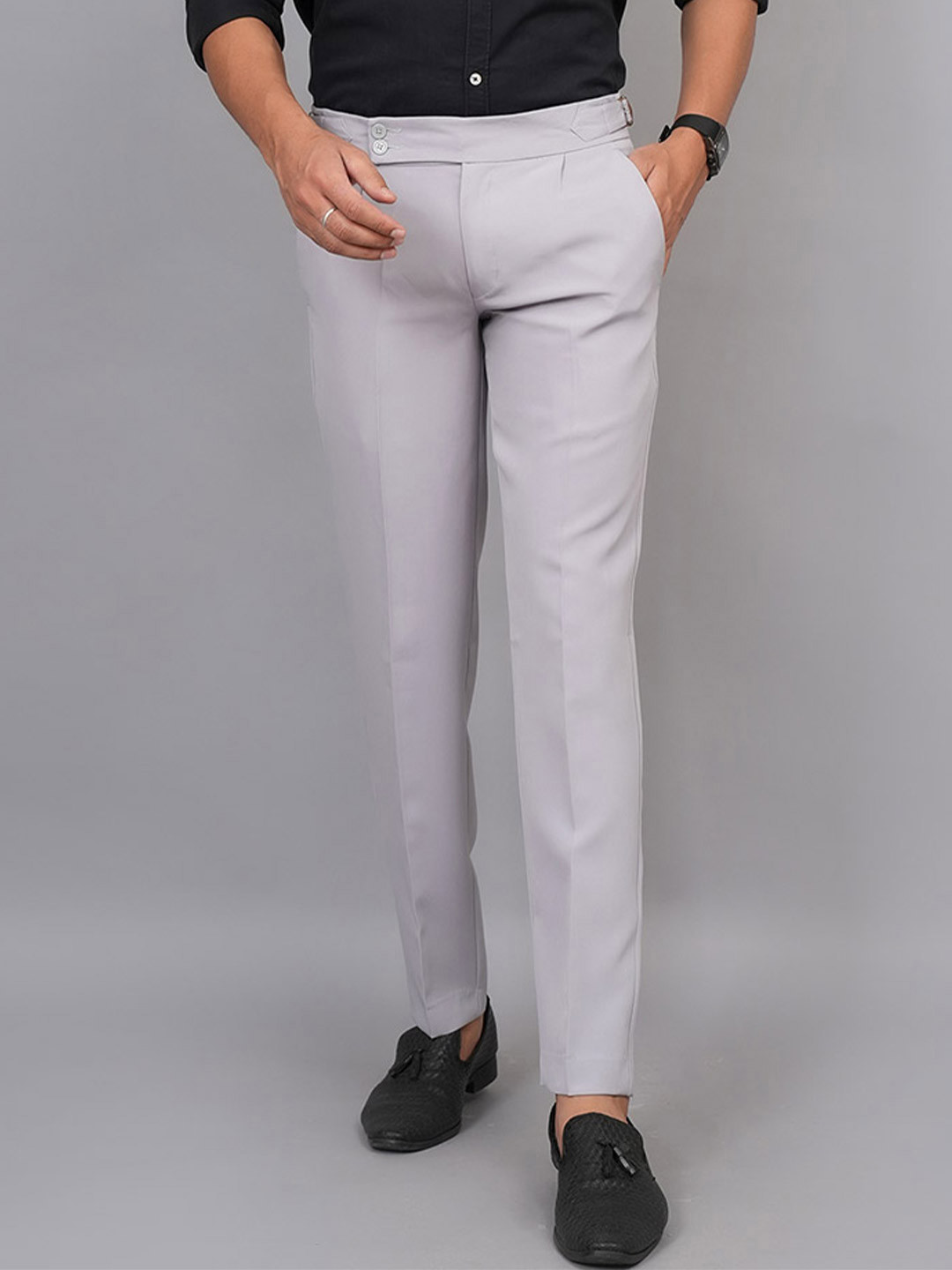 el cielo Men Comfort Slim Fit Formal Trousers