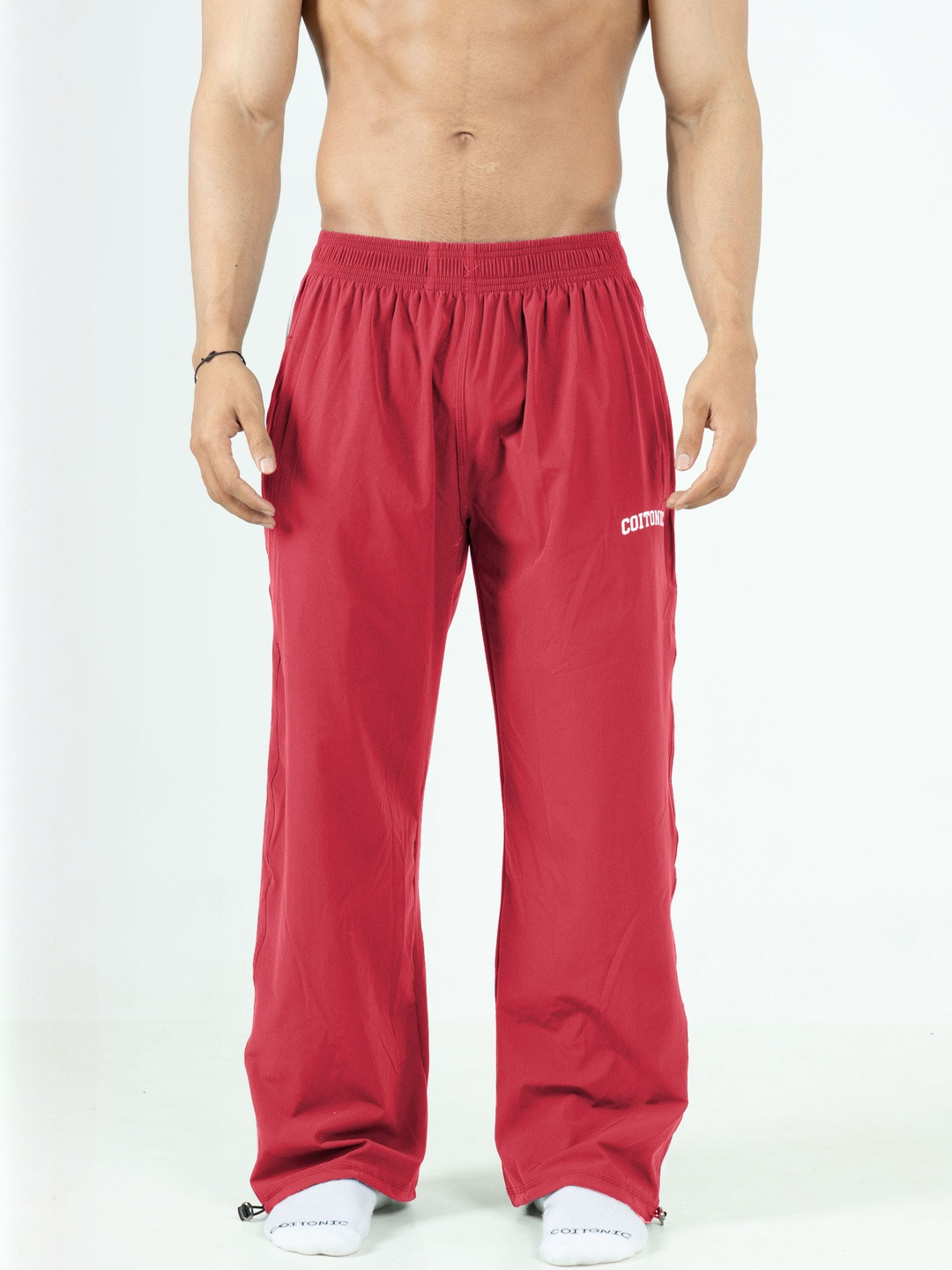 Coitonic Flagship Men Side Striped Straight Fit Mid-Rise Track Pants