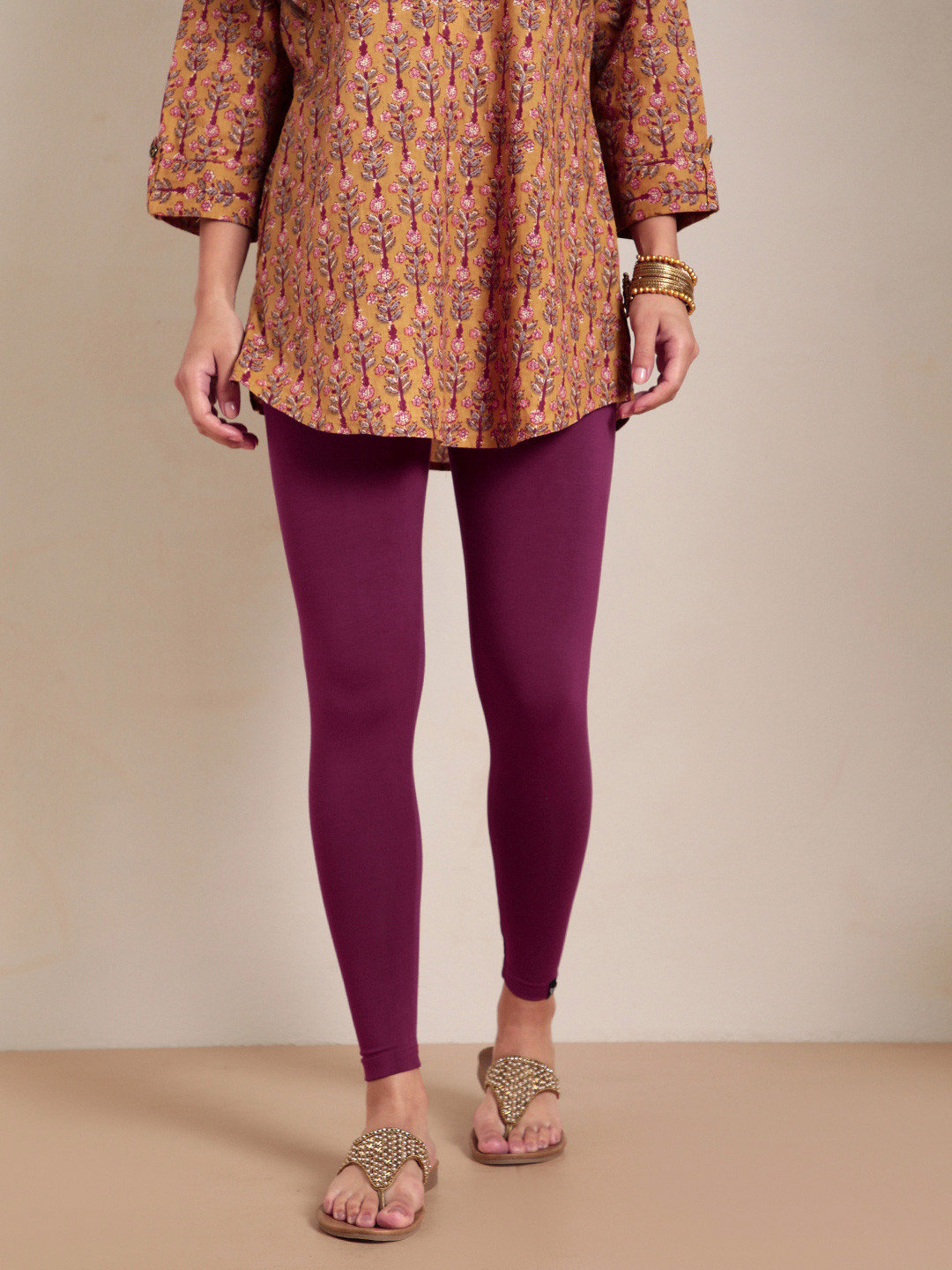 TWIN BIRDS Plus Size Women Magenta Solid Ankle Legging