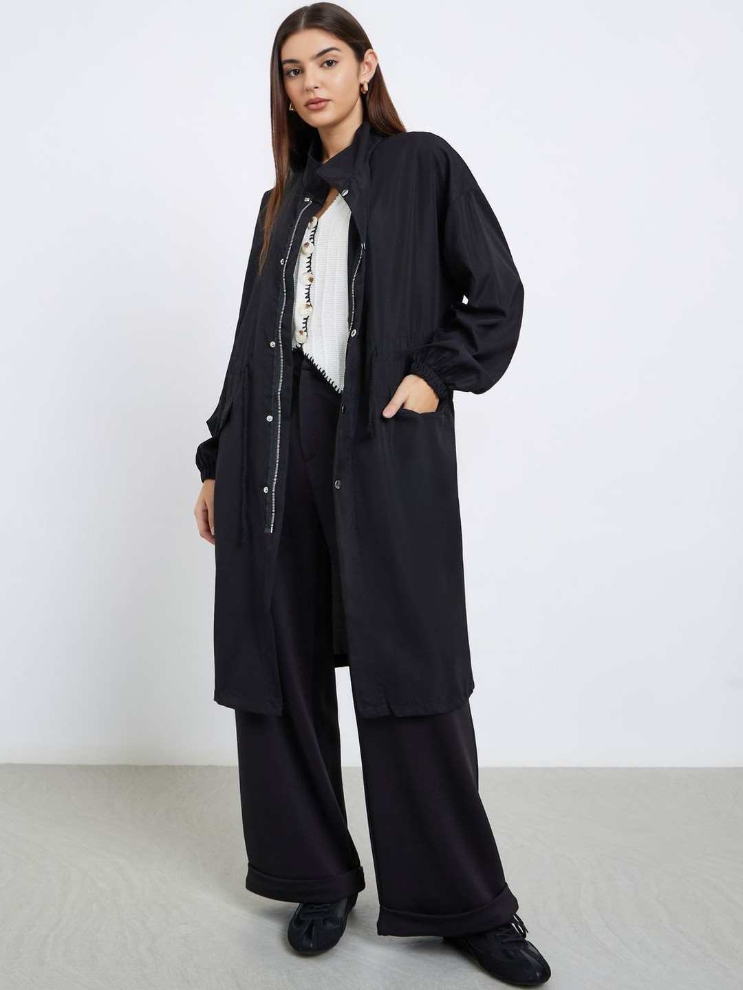 Styli Women Oversized Knee Length Utility Coat
