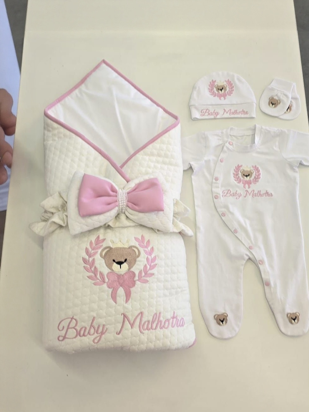 Baby Casa Kids Pure Cotton Sleepsuit, Wrap, Cap & Mittens Gift Set