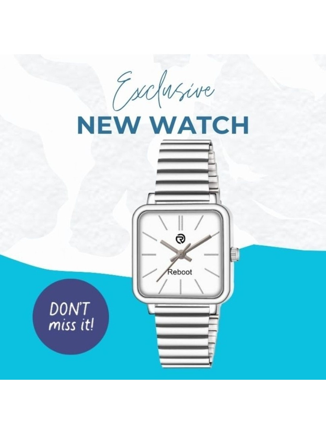 REBOOT Men Stainless Steel Bracelet Analogue Watch New38_152 Chuan White Designer Square