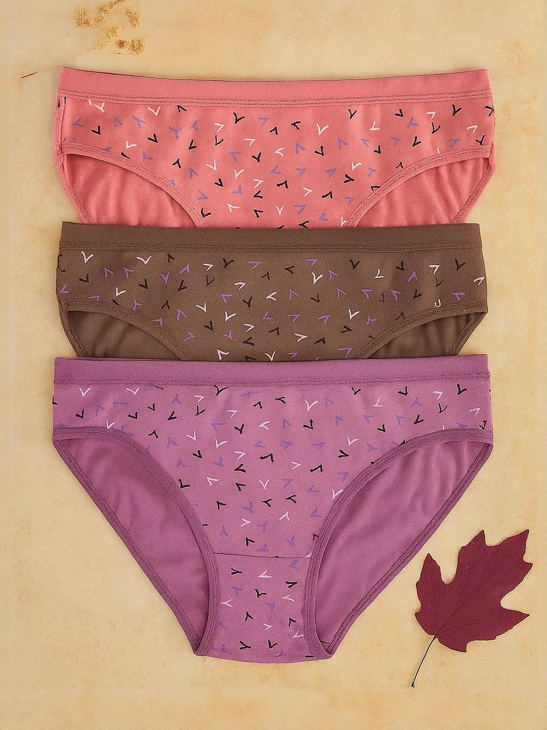 FiveFlag Women Pack Of 3 Abstract Printed Hipster Briefs