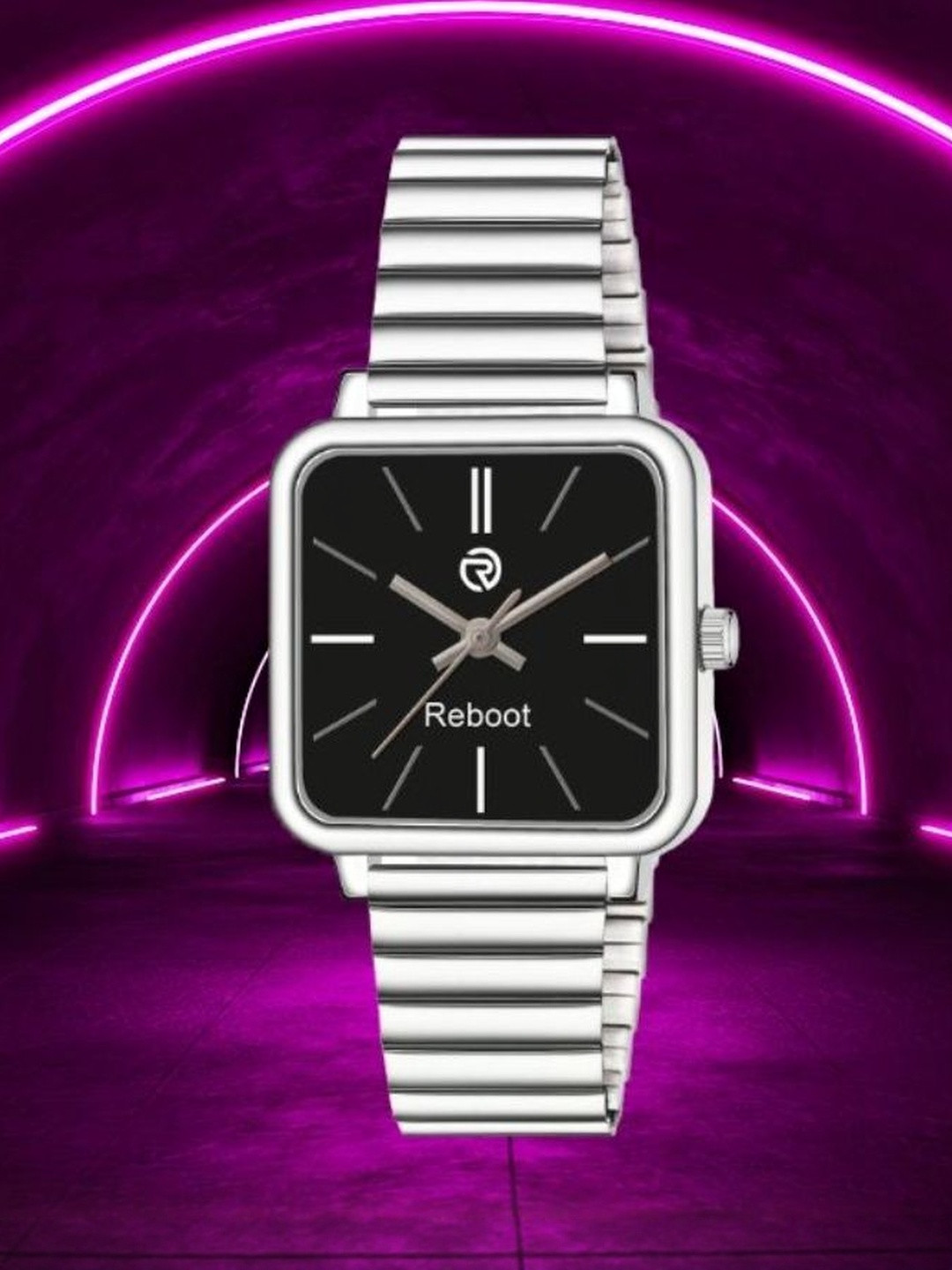 REBOOT Men Dial & Stainless Steel Straps Analogue Watch New155_151 Black Designer Square