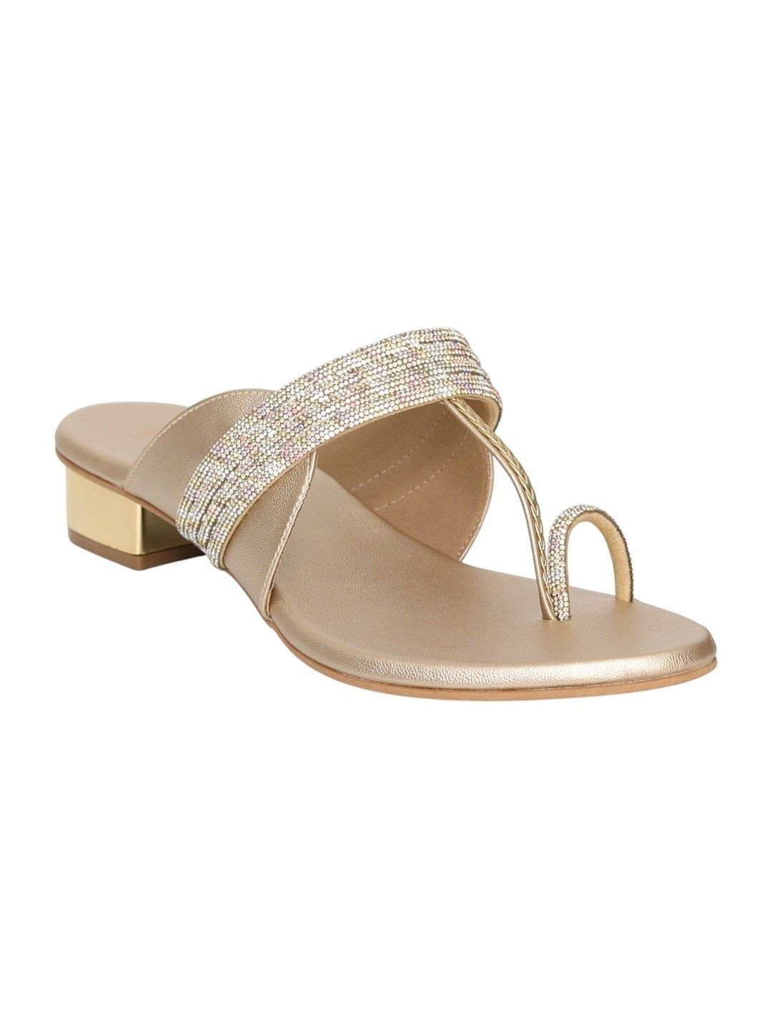 PINK LEAF Fashion Embellished Block Heel Sandals