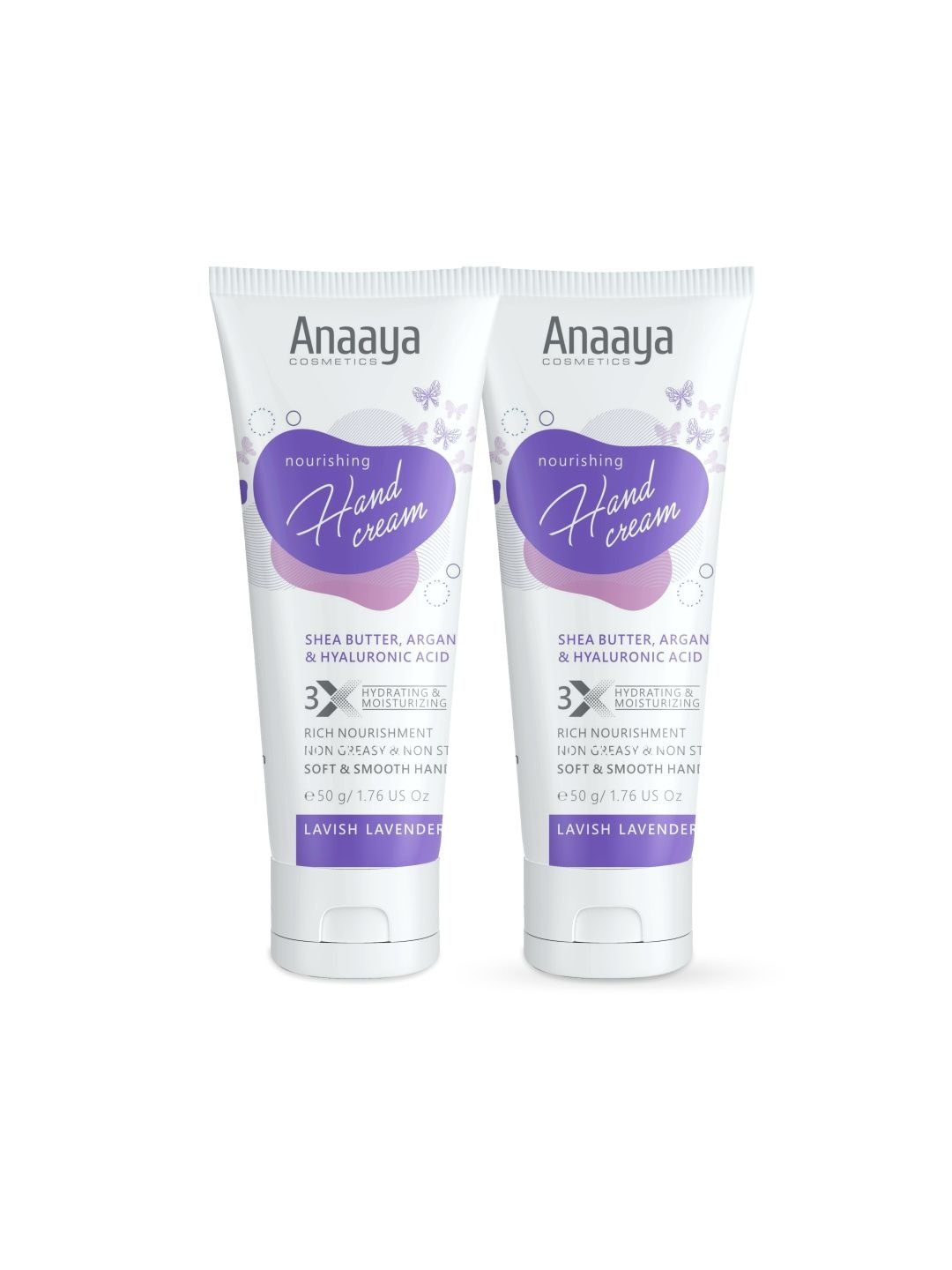 Anaaya Cosmetics Set Of 2 Lavish Lavender Hand Cream- 50 g Each