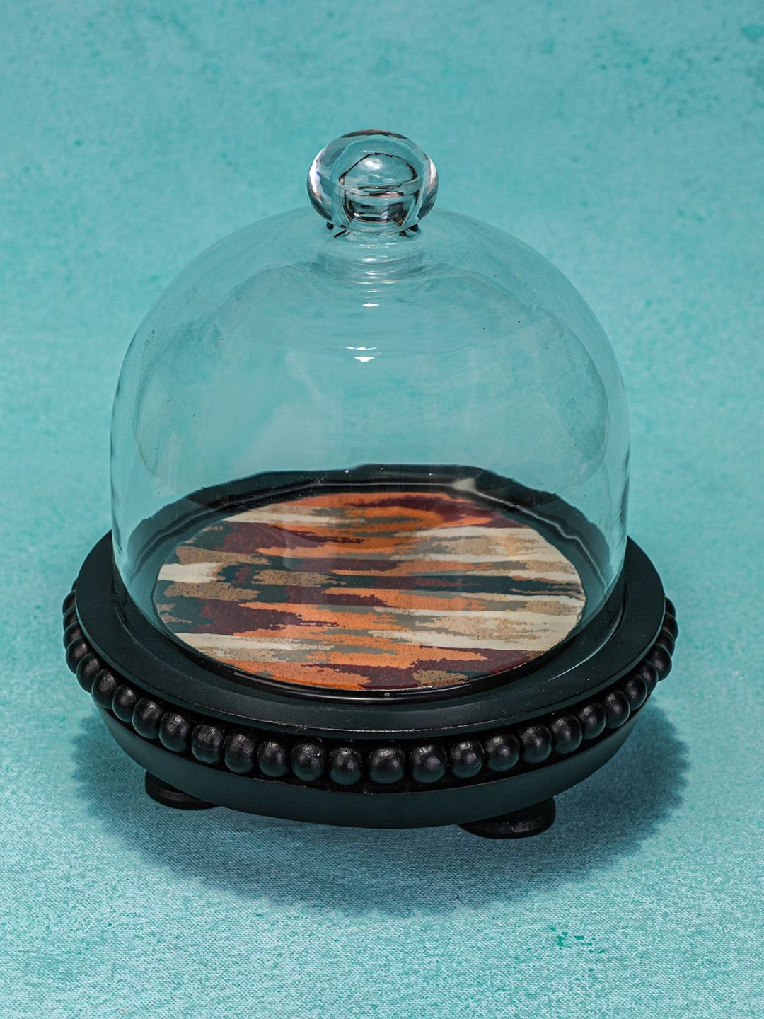 Ireka Homes White 2025 Glass Hand-Painted Cake Stand