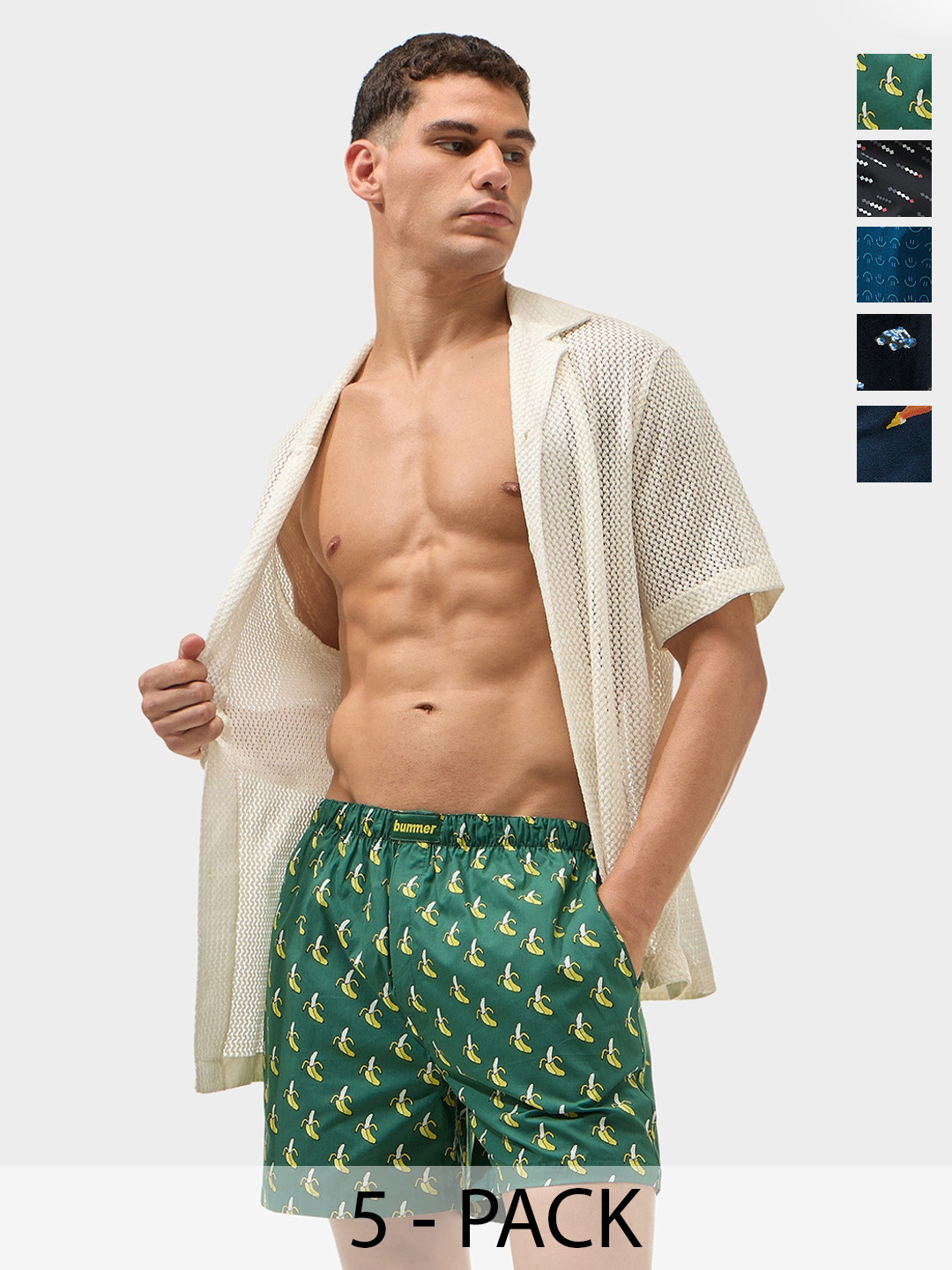 bummer Pack Of 5 Men Astro Bananza Glee Jabby Vroom Printed Inner Elastic Boxers