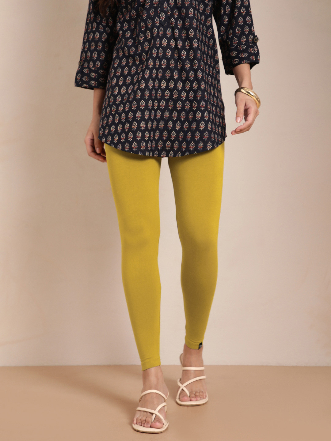 TWIN BIRDS Plus Size Women Yellow Solid Legging