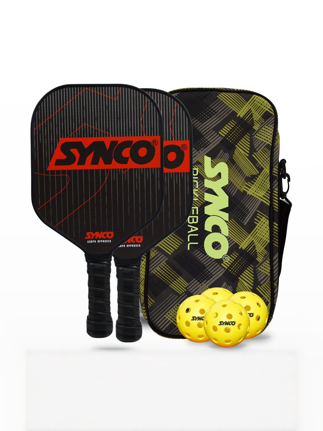 Synco 2 Pickleball Paddle 4 Balls With Full Kit Bag